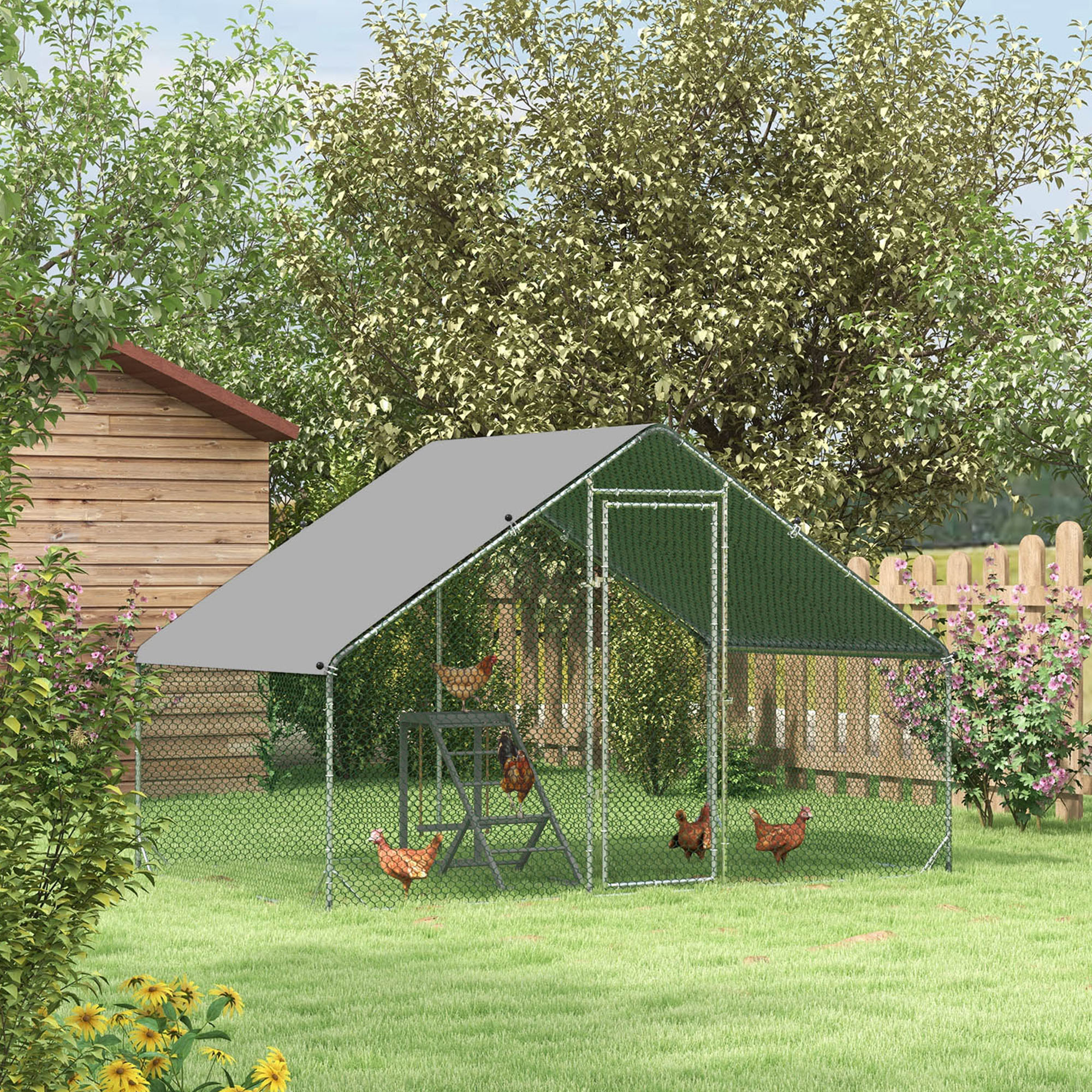 Chicken Run Galvanised Walk-in Coop Hen Poultry House Cage Rabbit Hutch Pet — image 2