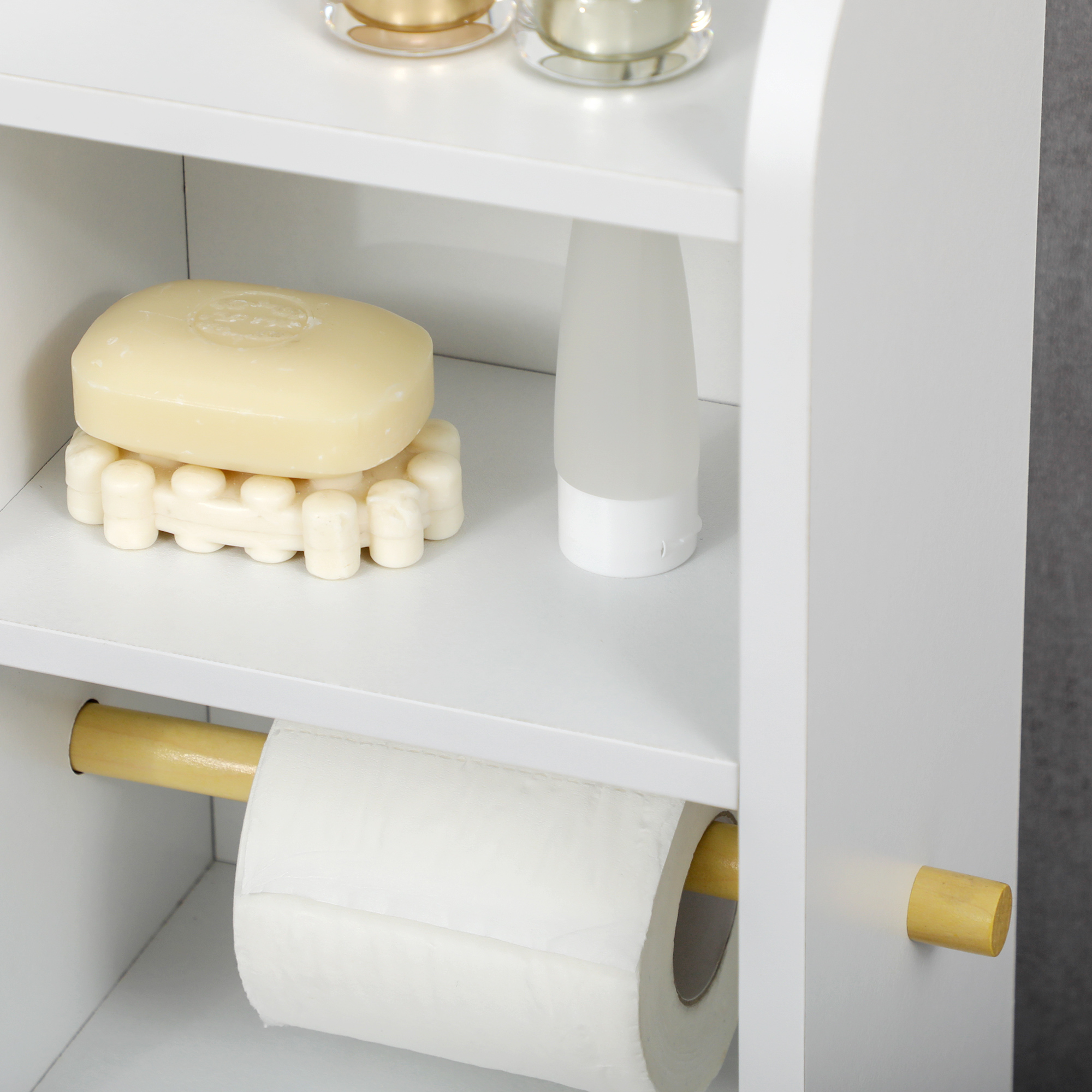 Multi-Storage Narrow Bathroom Cabinet-White — image 5