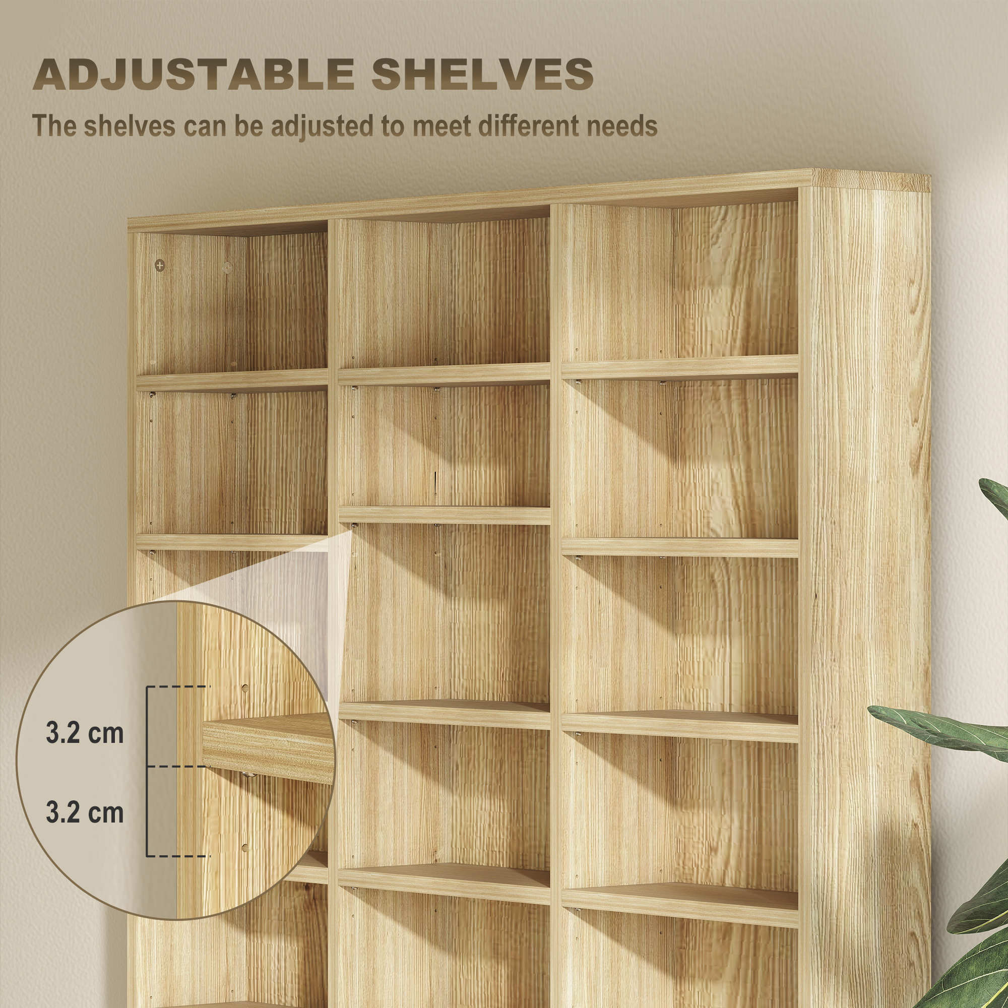 CD Storage Unit With Adjustable Shelves,102 X 195 Cm,Oak Tone — image 2