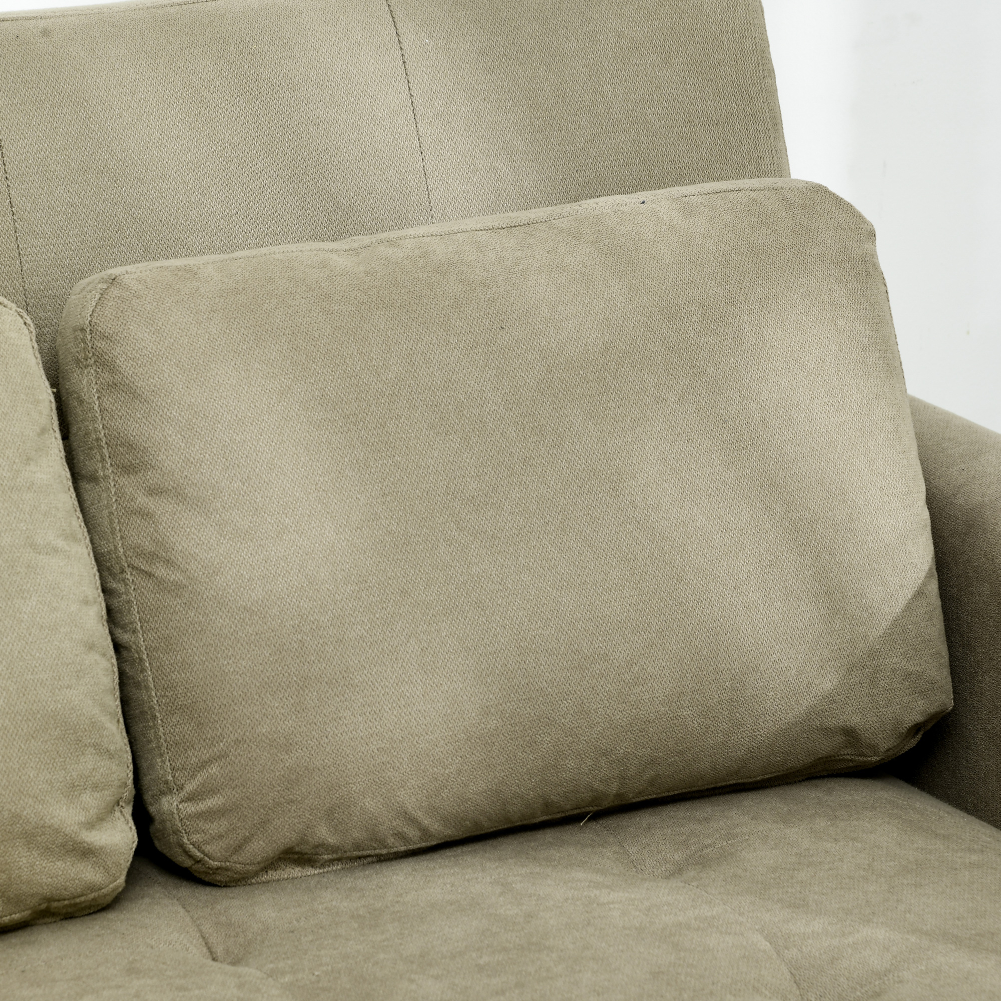 Loveseat Sofa Bed,Convertible Bed Settee With 2 Pillows,Side Pockets,Light Brown — image 5