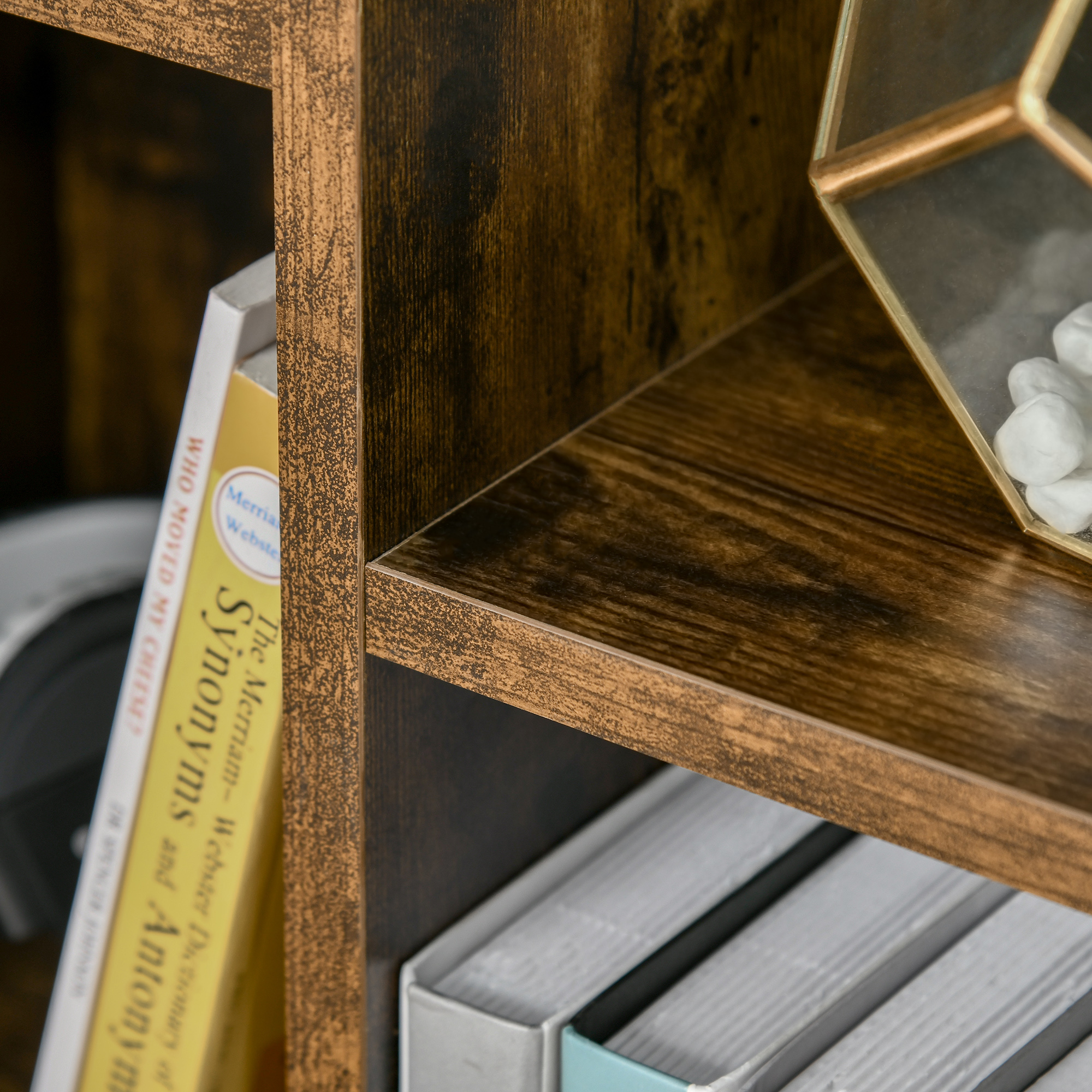 Seven-Cube Bookcase-Rustic Brown Wood Effect