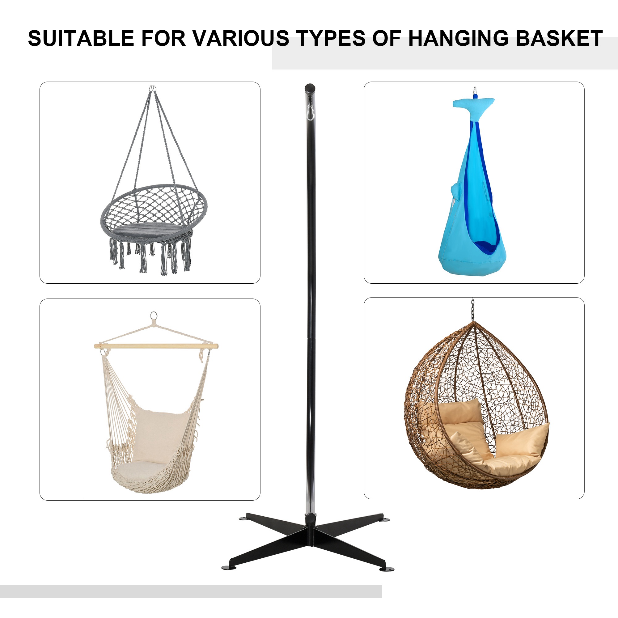 Hanging Hammock Stand Chair C Steel Heavy Duty For Air Porch Swing Indoor — image 5