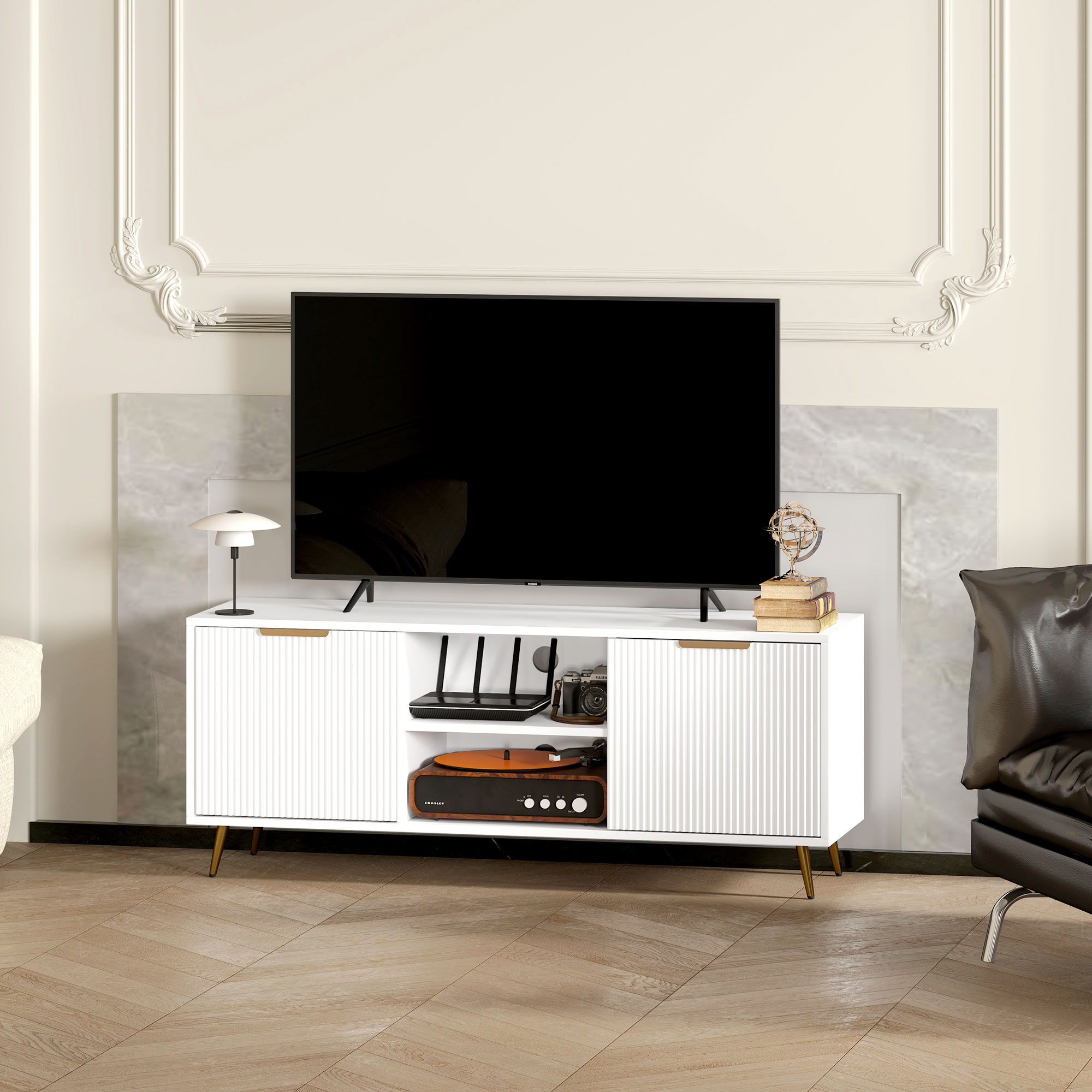 Modern TV Stand Cabinet For TVs Up To 55",TV Unit With 2 Open Shelves And 2 — image 4
