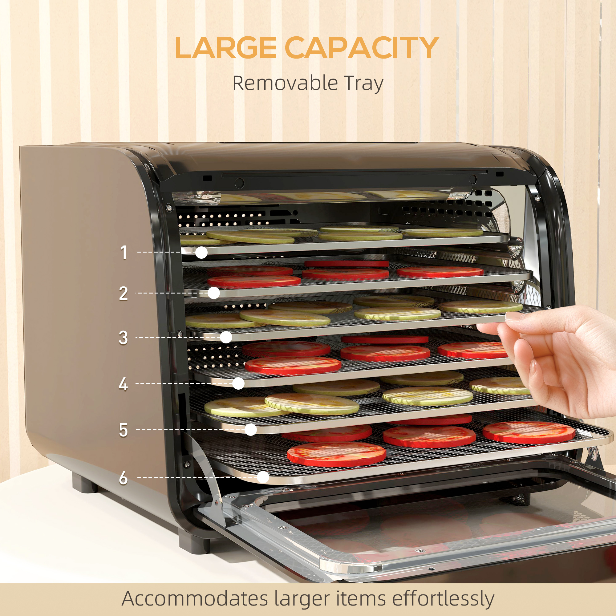 35-70â°c six-tray food dehydrator-black