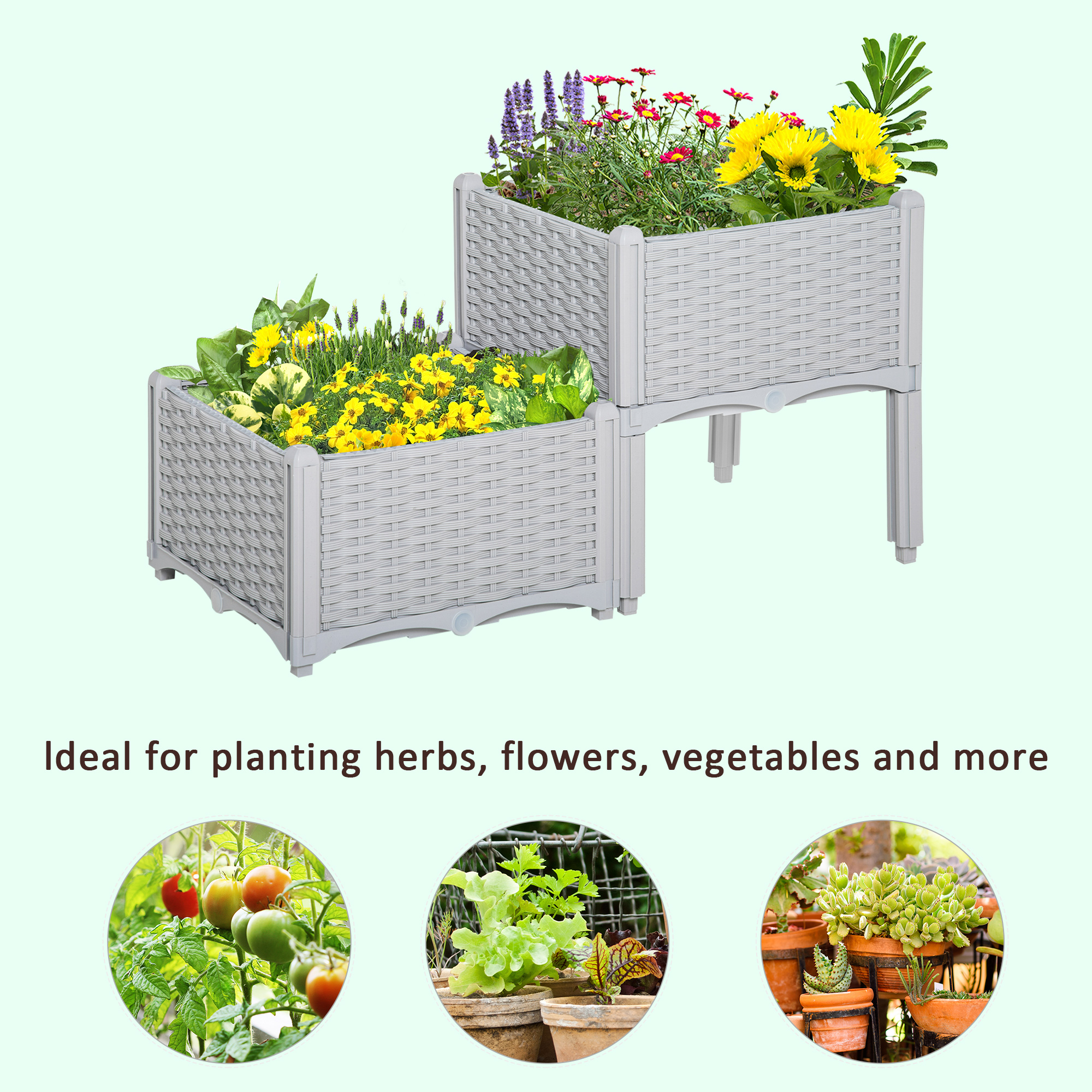 Set Of Two Rattan-Effect Planters-Grey — image 2