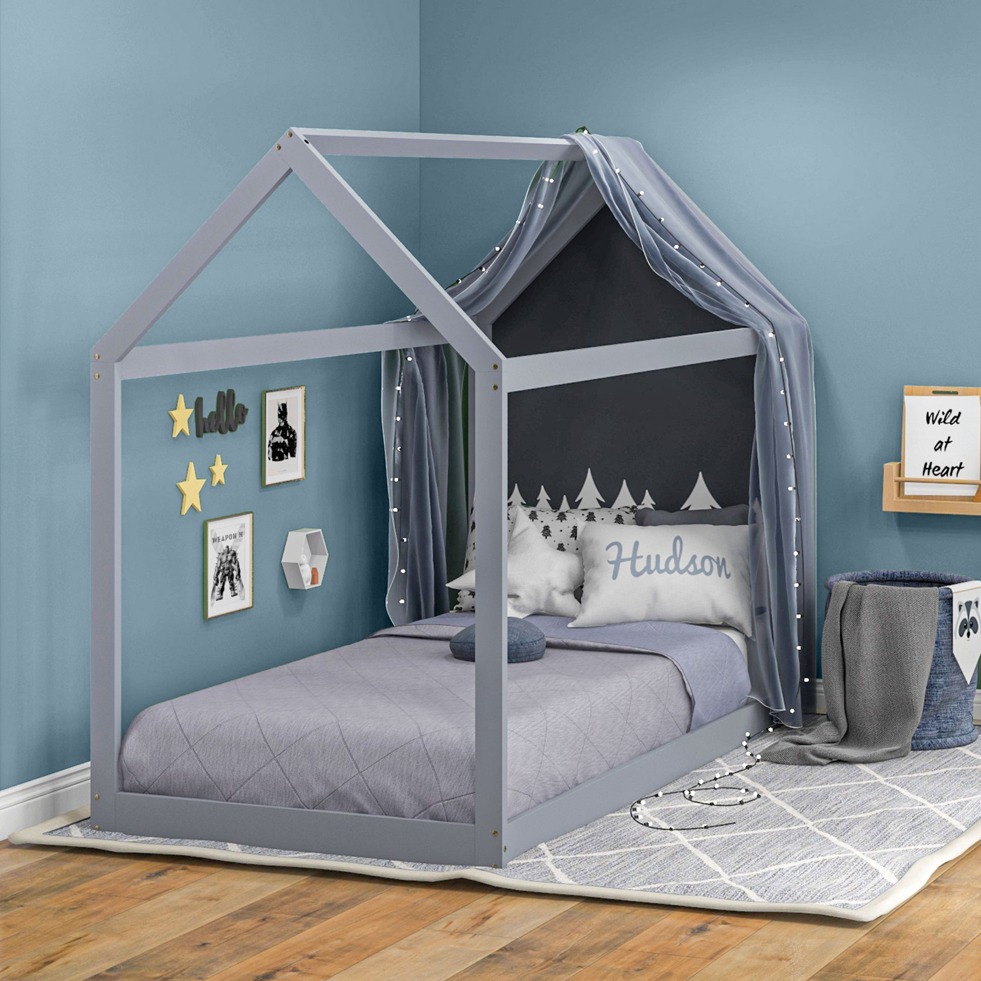 Single Bed Frame,House Scandinavian Style Wooden Frame For 90W X 190Dcm