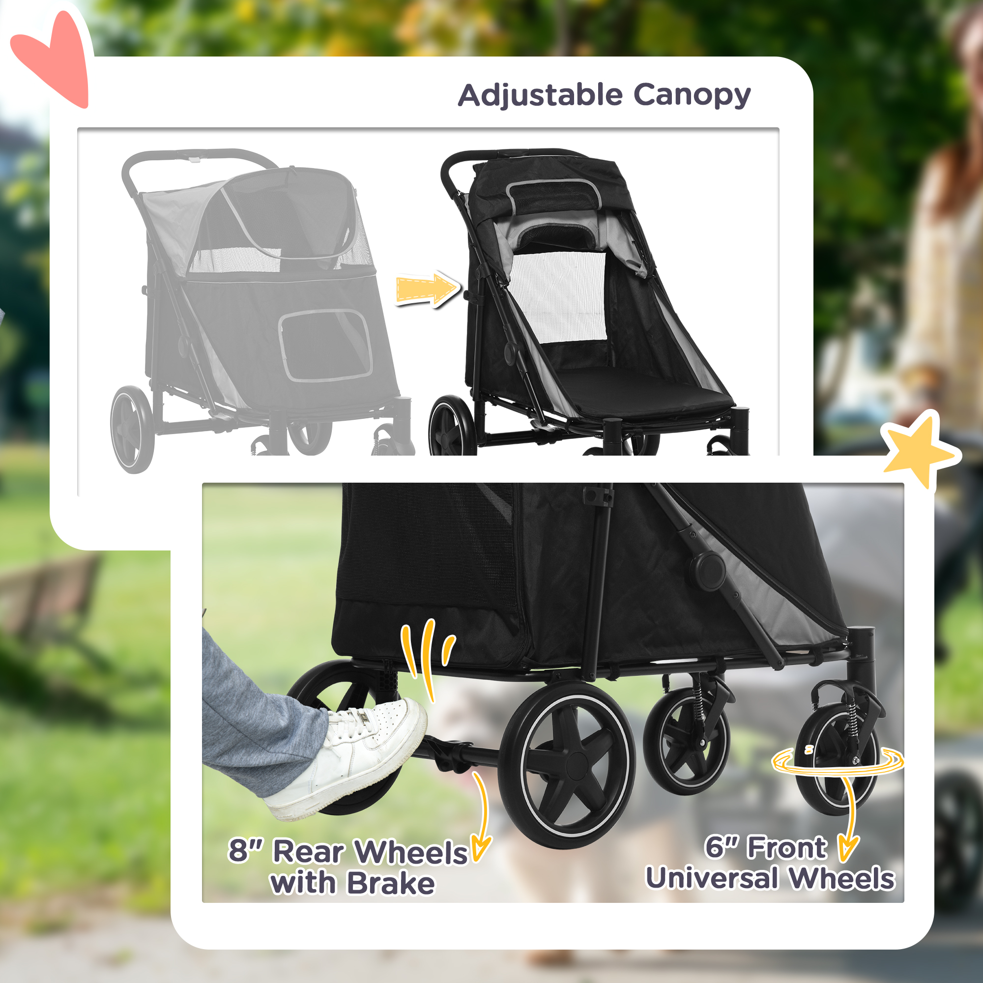 Foldable Pet Stroller,with Universal Wheels,Shock Absorber,for Medium And Large — image 4