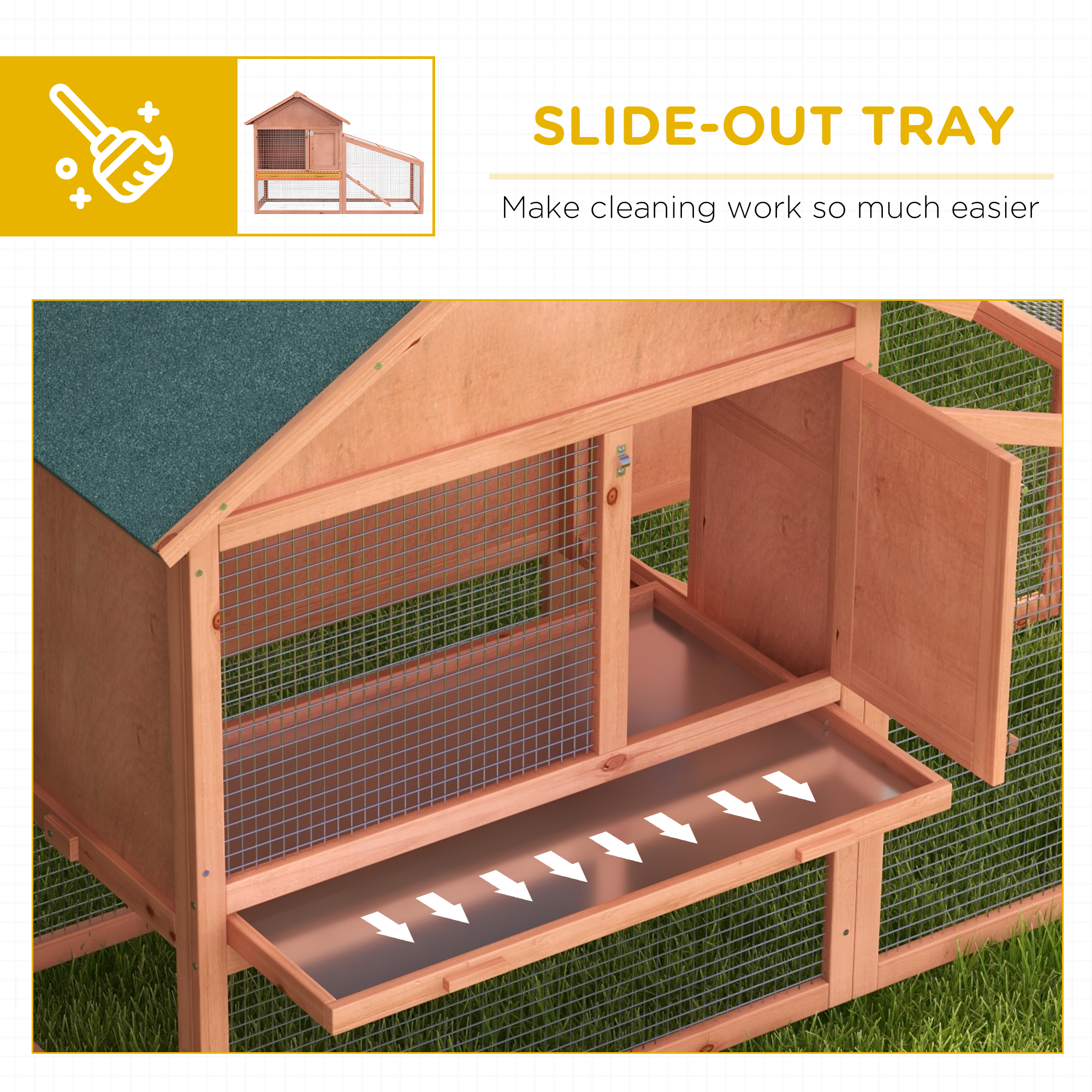 2 Tier Rabbit Hutch Outdoor,Guinea Pig Hutch,Solid Wood Bunny House,Water — image 5