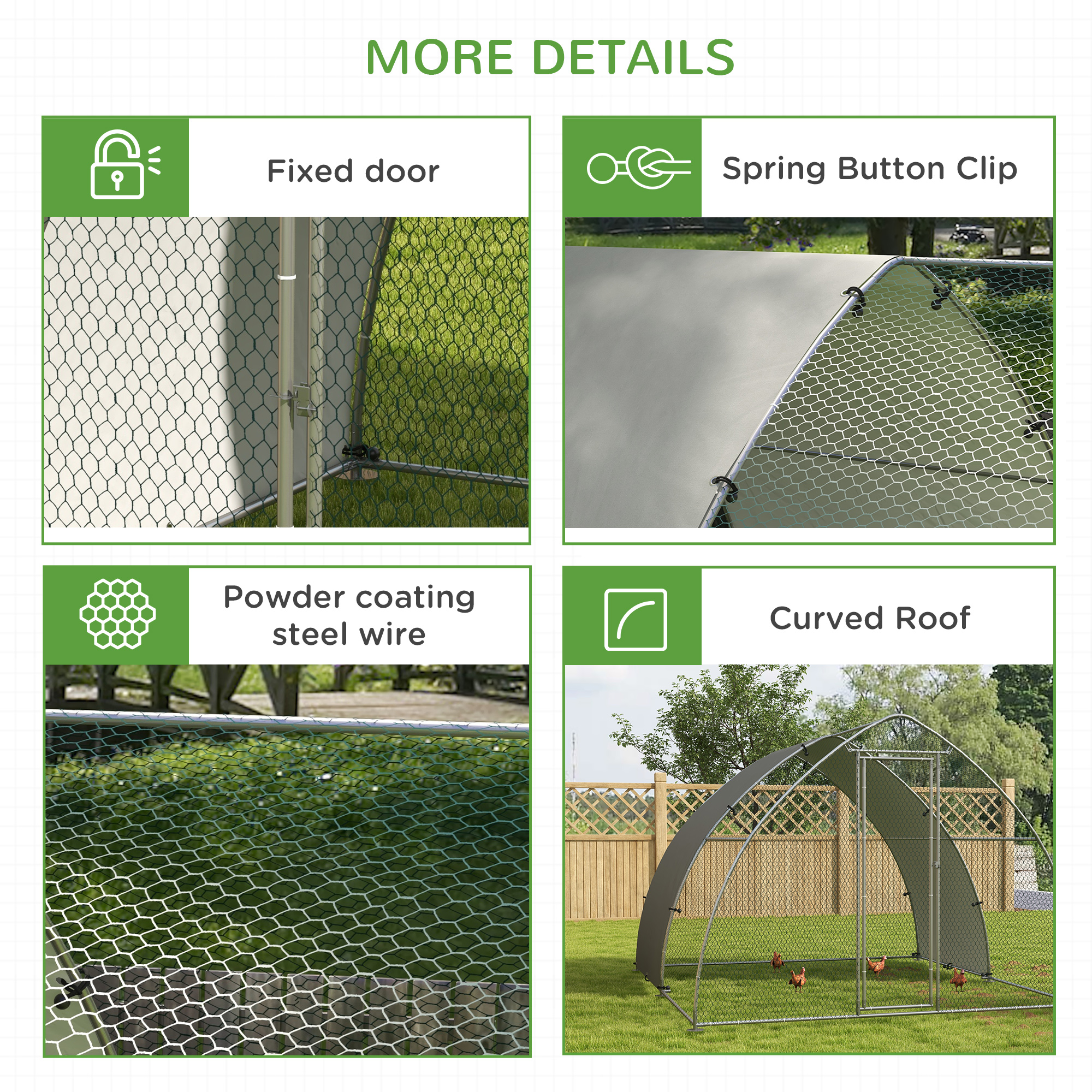 Galvanised Outdoor Chicken Coop,with Cover,for 8-12 — image 2