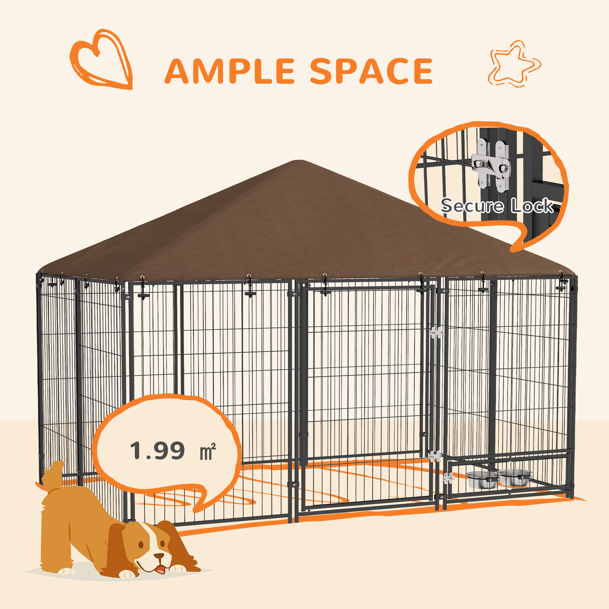 Outdoor Dog Kennel Puppy Play Pen With Canopy Garden Playpen Fence Crate — image 4