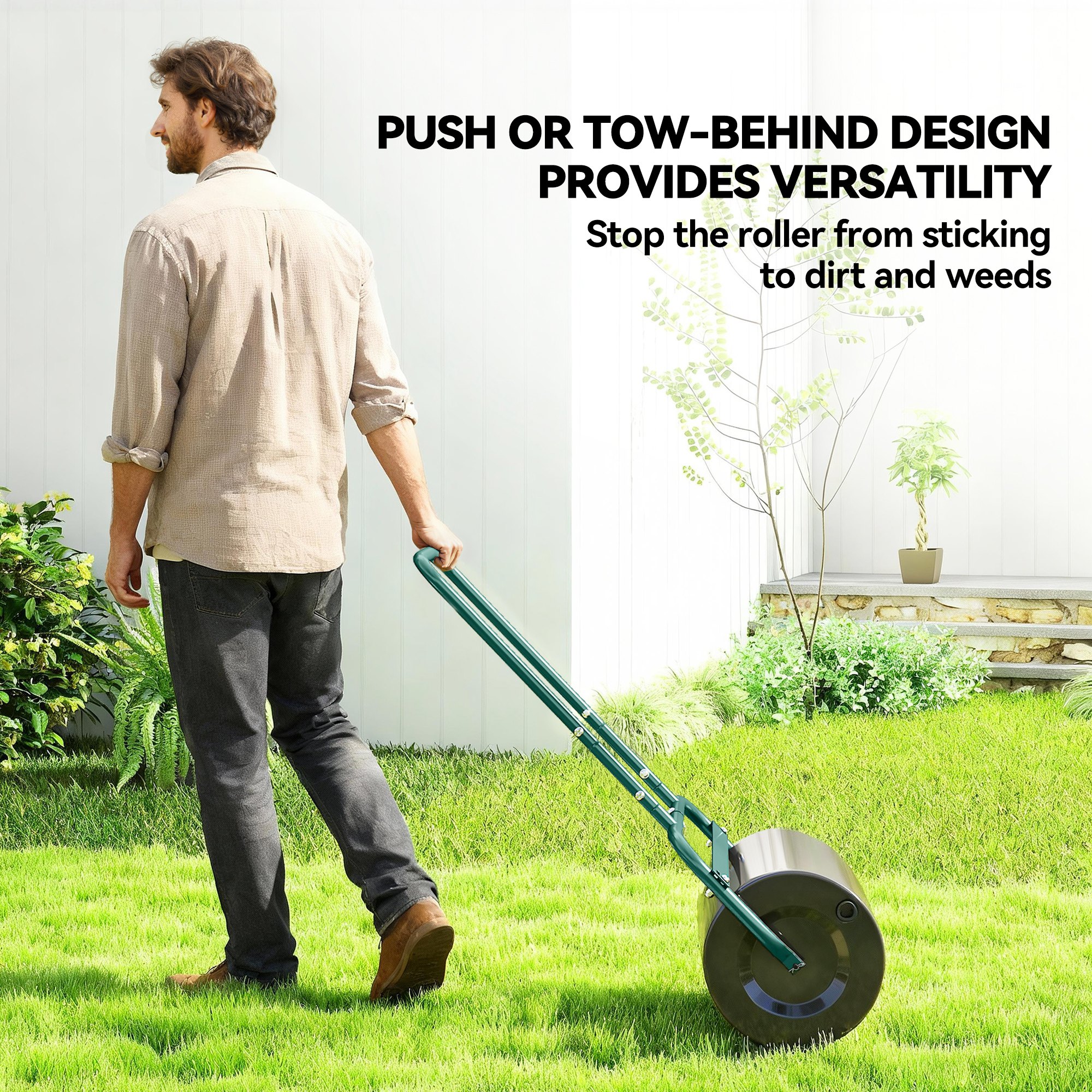 38L Fillable Cylinder Steel Lawn Roller-Dark Green — image 3