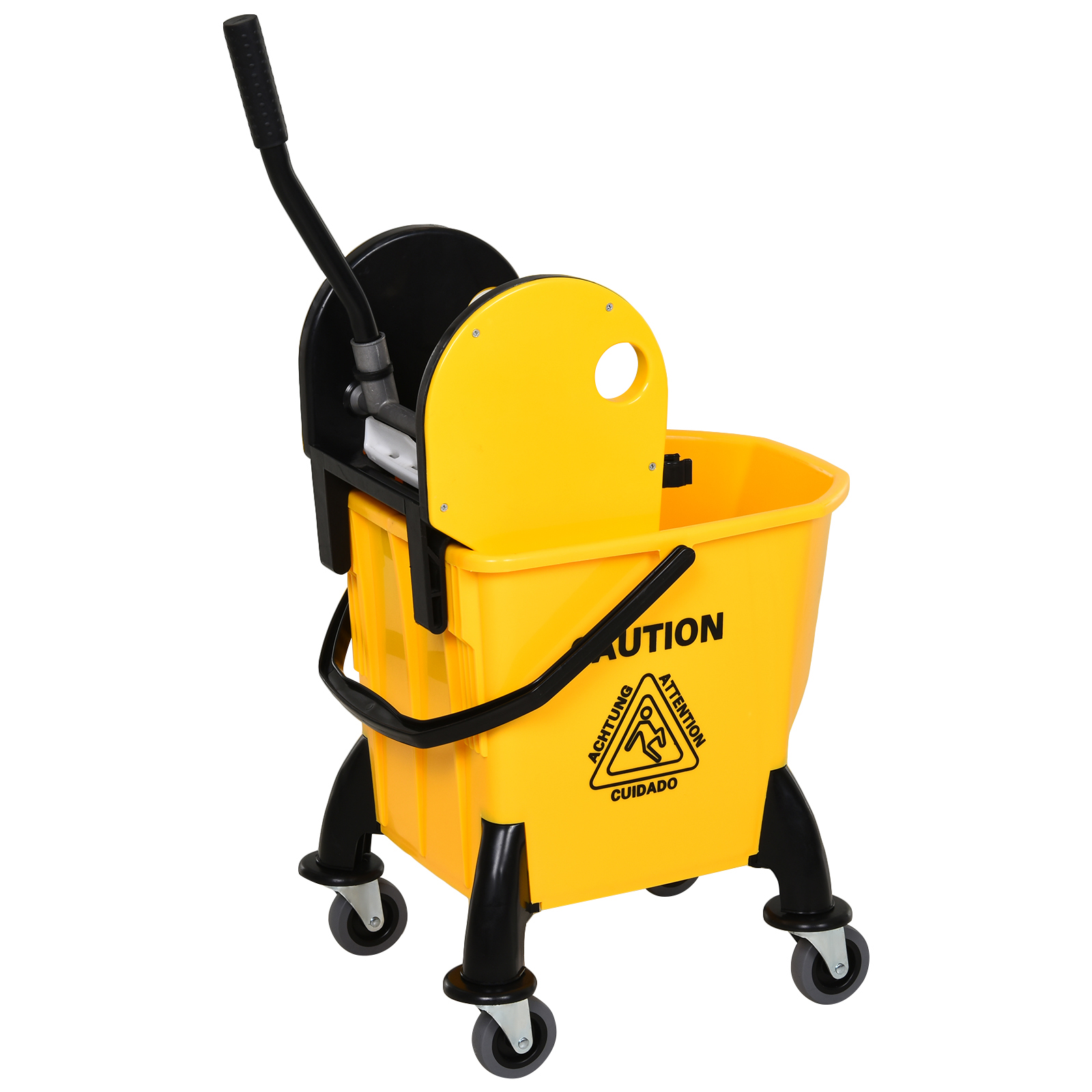 25L Mop Bucket,with Wringer,Wheels And Handle-Yellow