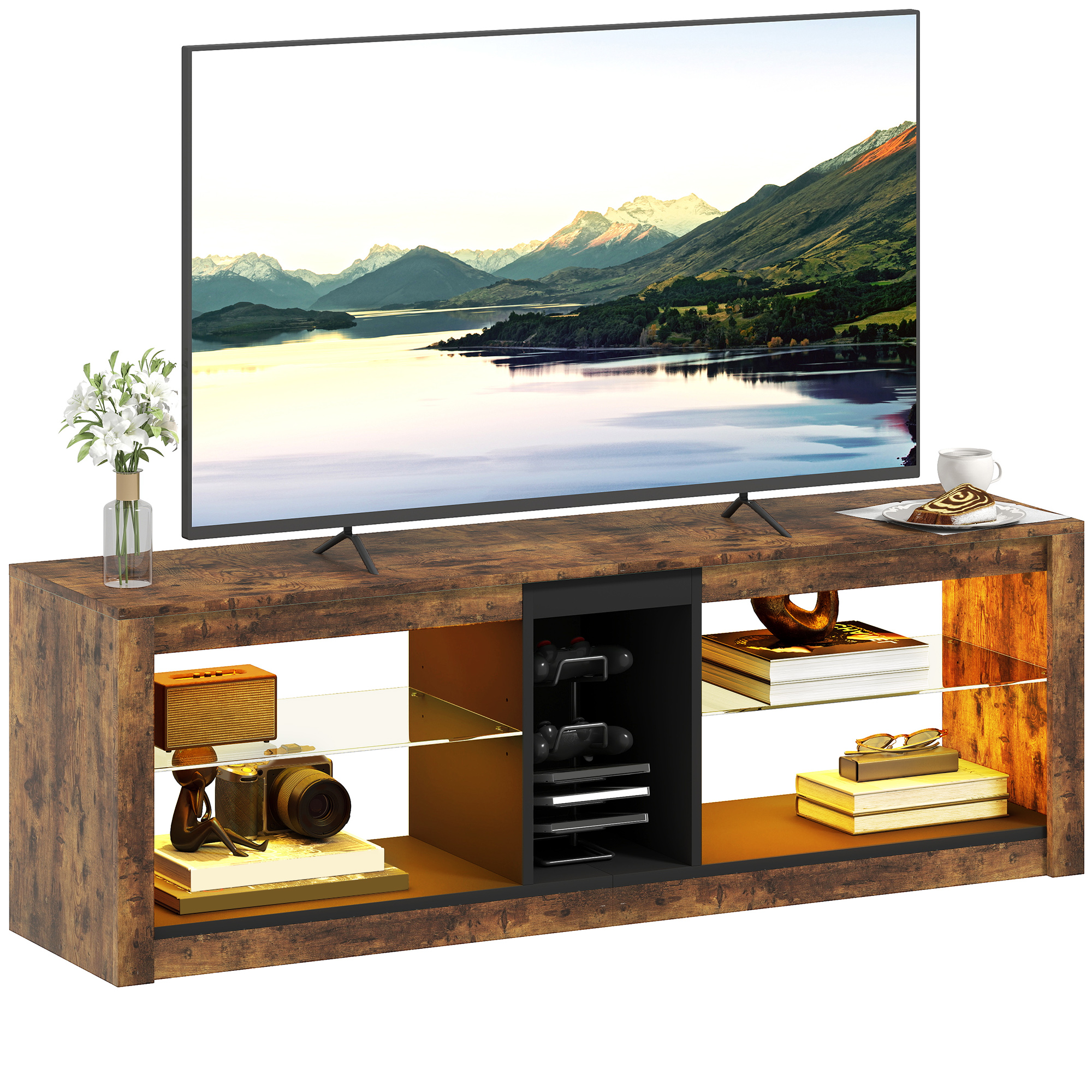 TV Stand Cabinet With LED Lights And Remote Control For TVs Up — image 5