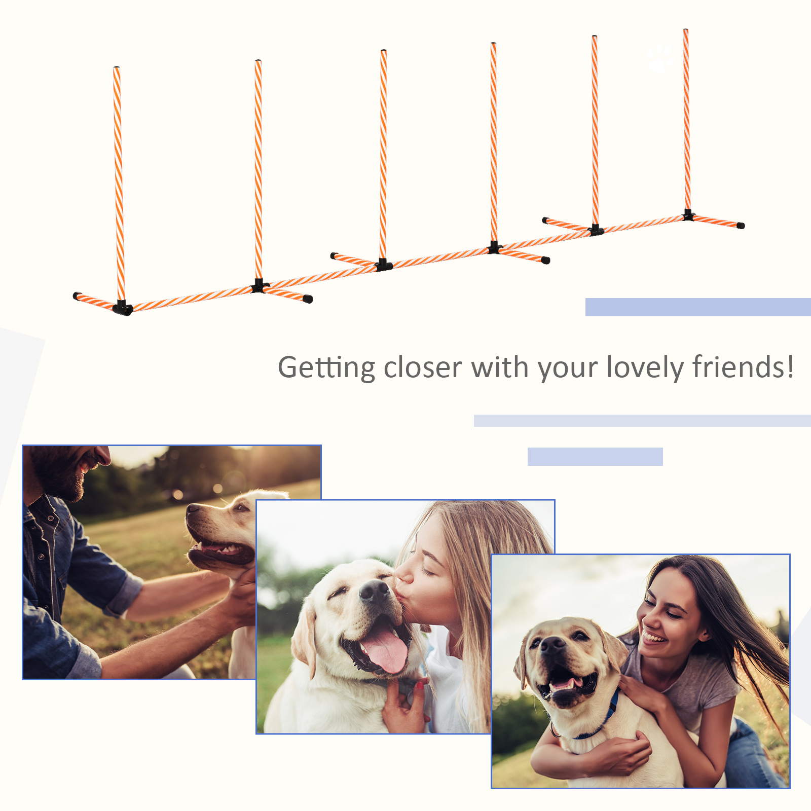 Dog Agility Equipment Pet Outdoor Training Play Run Obstacle W/ 6 Weaves Poles — image 5