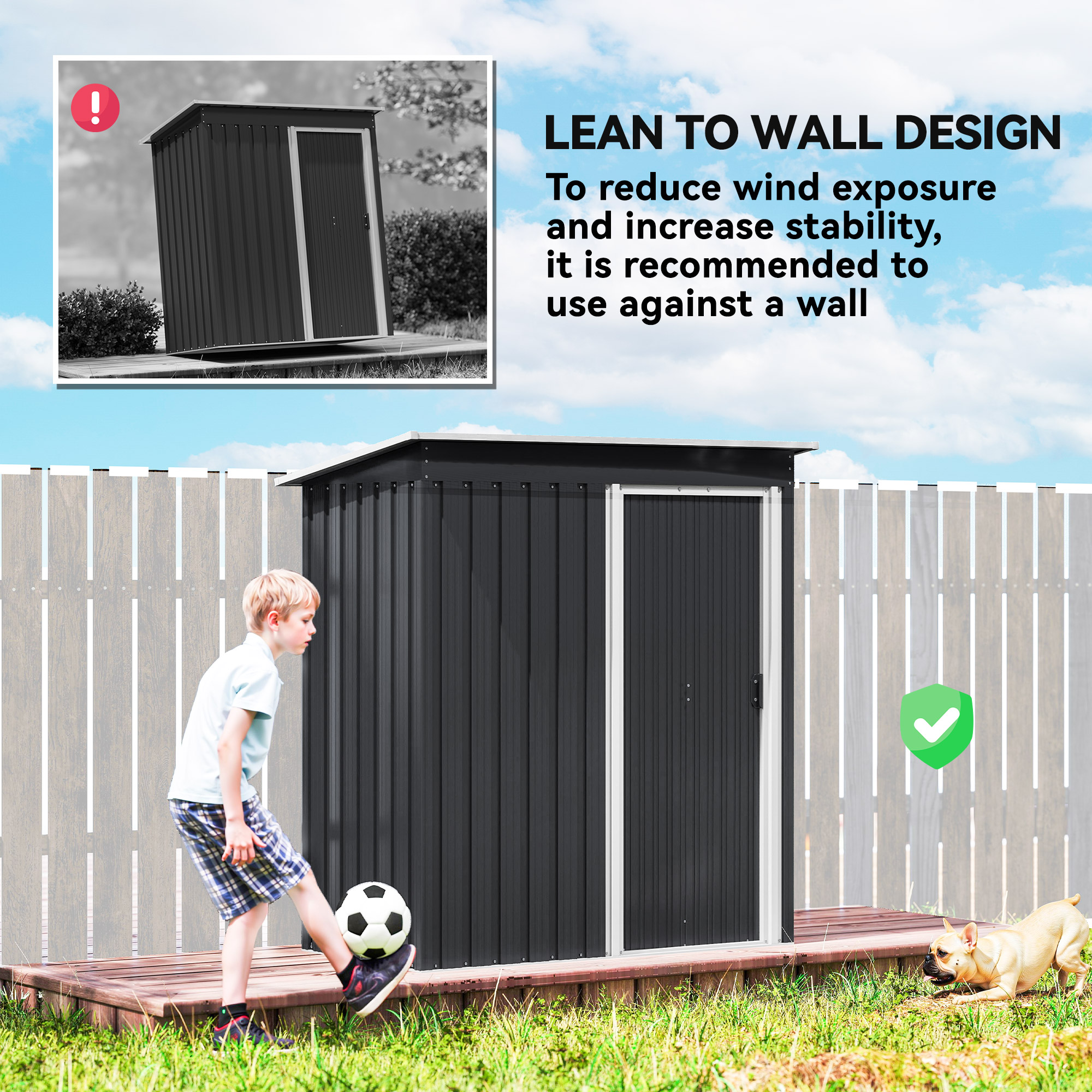 5 X 3ft Garden Storage Shed With Sliding Door And Sloped Roof Outdoor Equipment — image 5