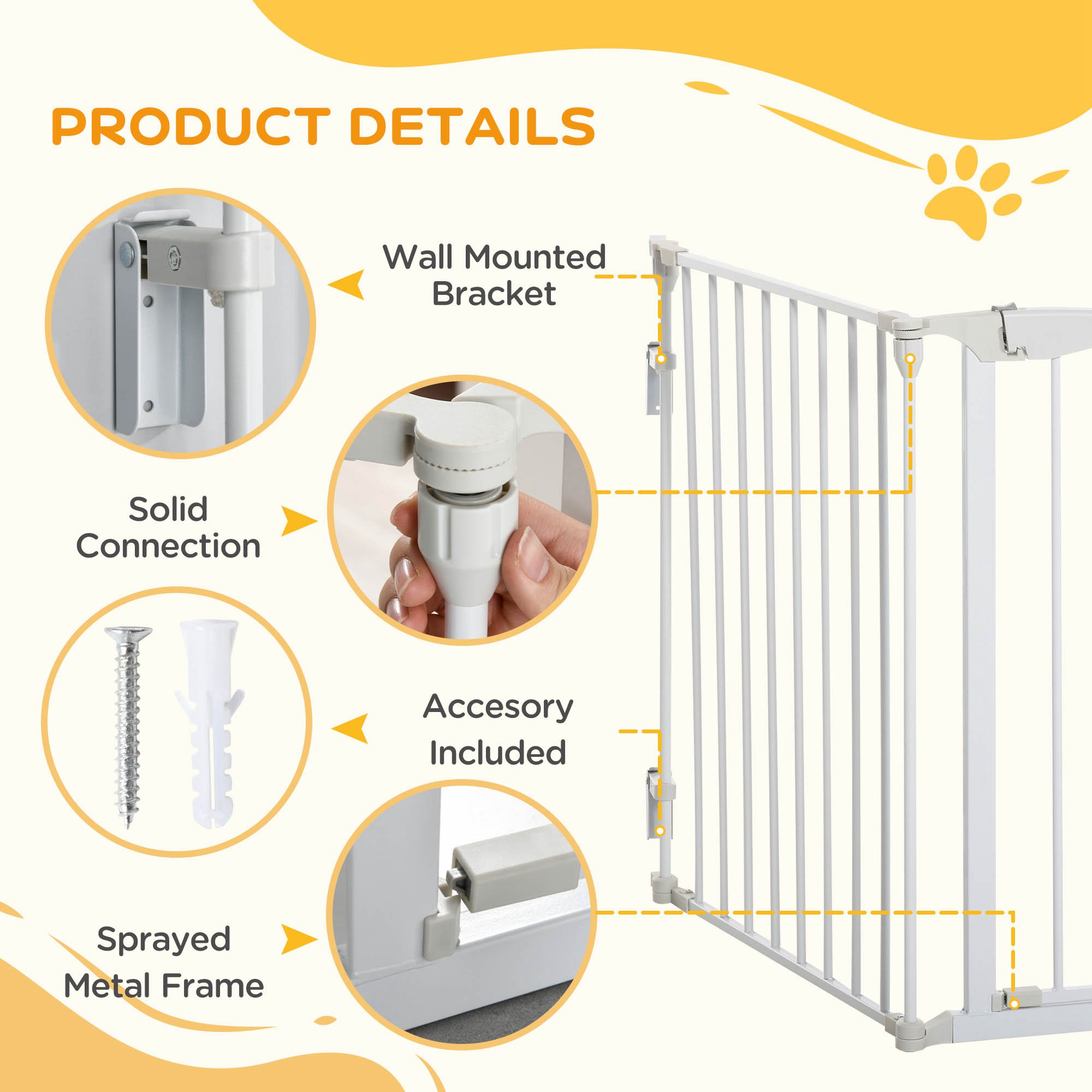 Pet Safety Gate,3 Panels Playpen Fireplace,Foldable Metal Fence,Stair — image 5