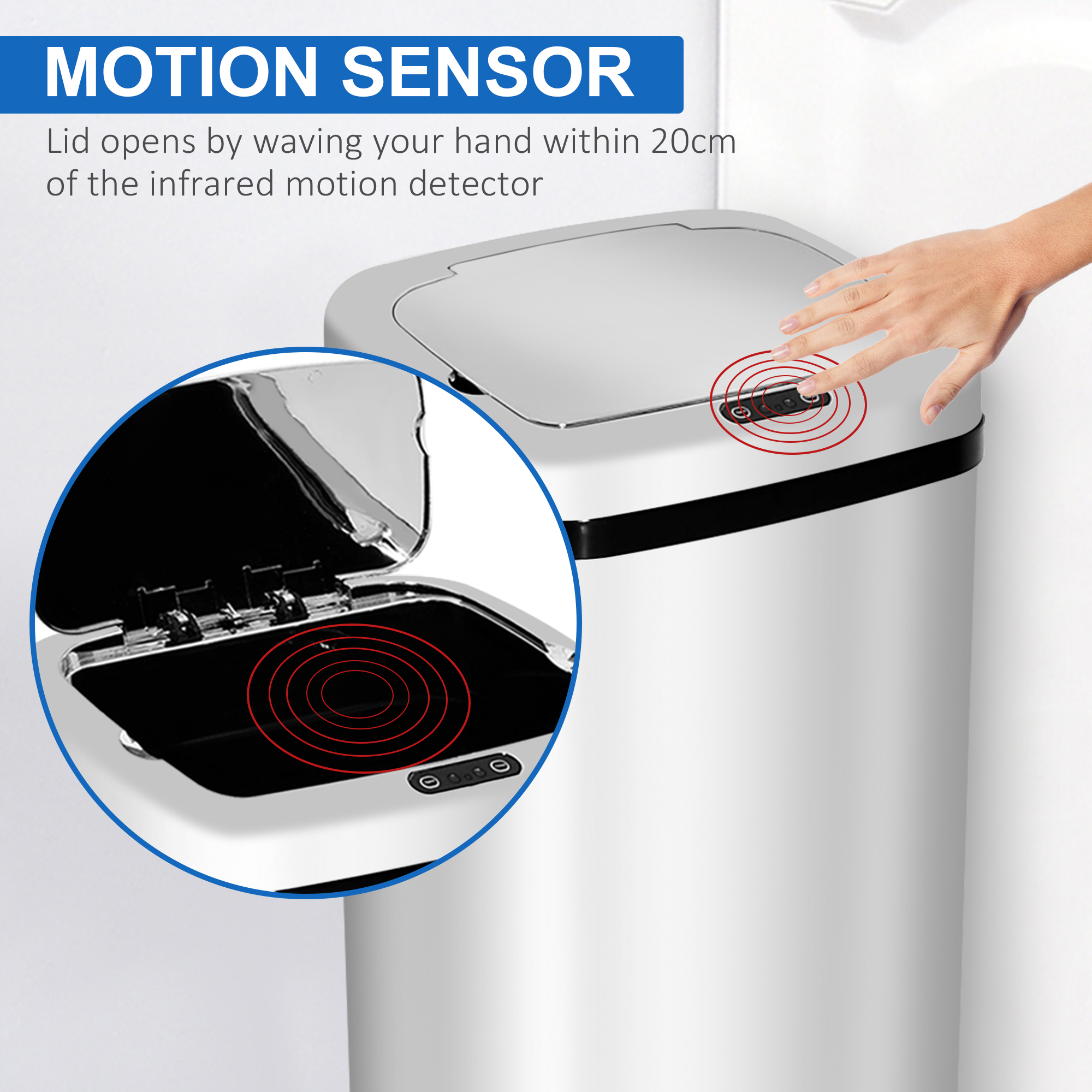 50L Infrared Touchless Automatic Motion Sensor Dustbin Stainless Steel Trash