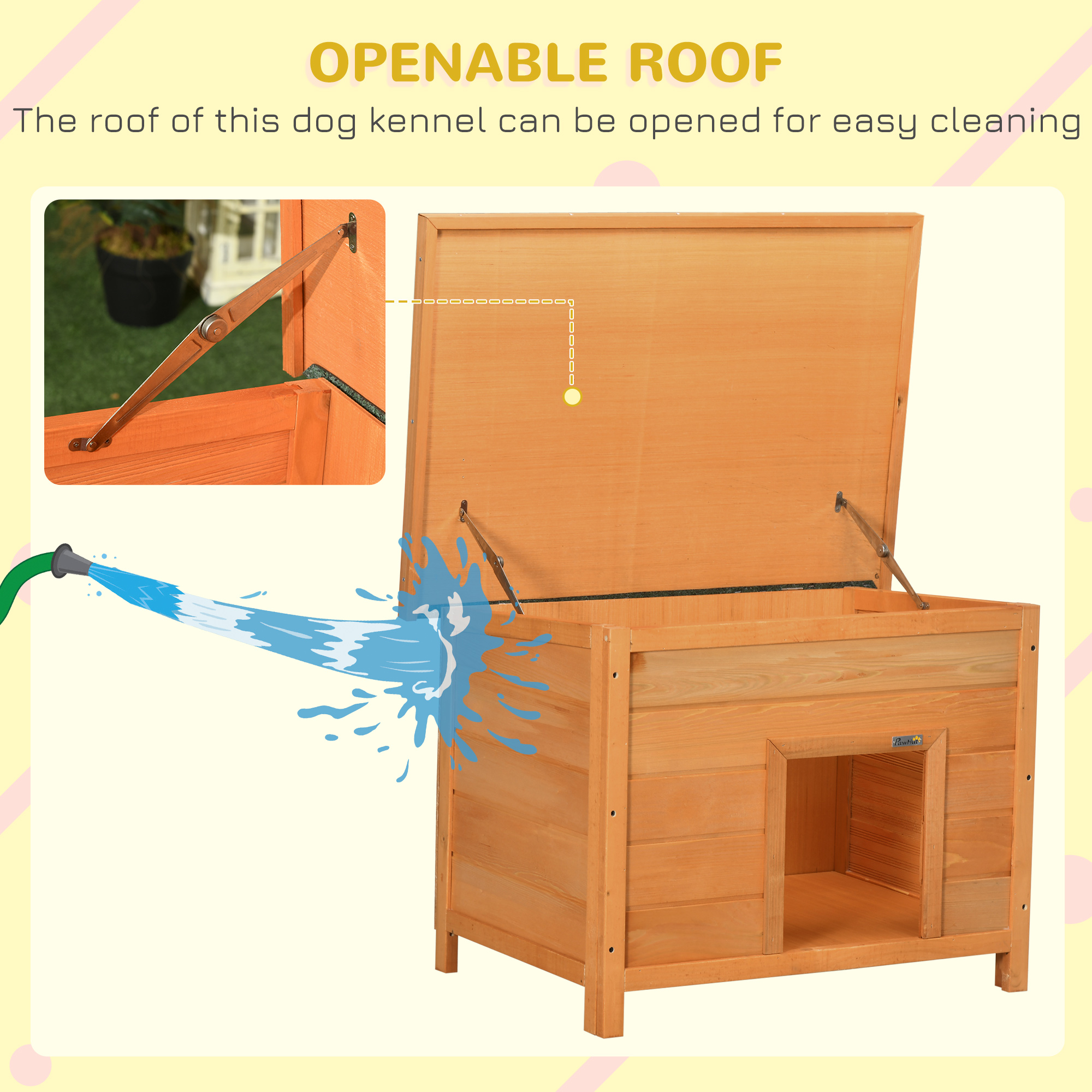 Wooden Dog Kennel Elevated Pet House W/ Open Top 82W X 58D X 58H Cm — image 3