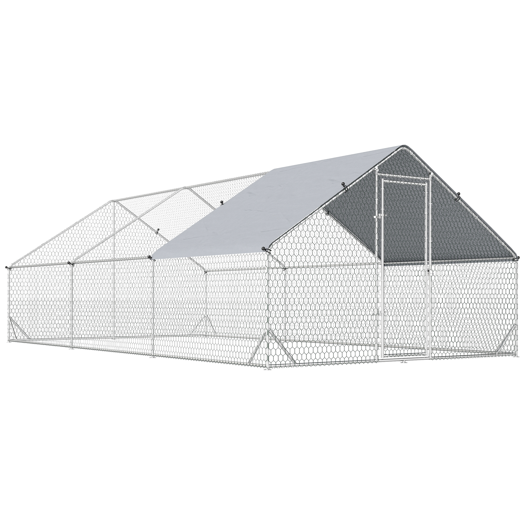 Galvanised Walk In Chicken Run Cover 6 X 3 X 2m Silver