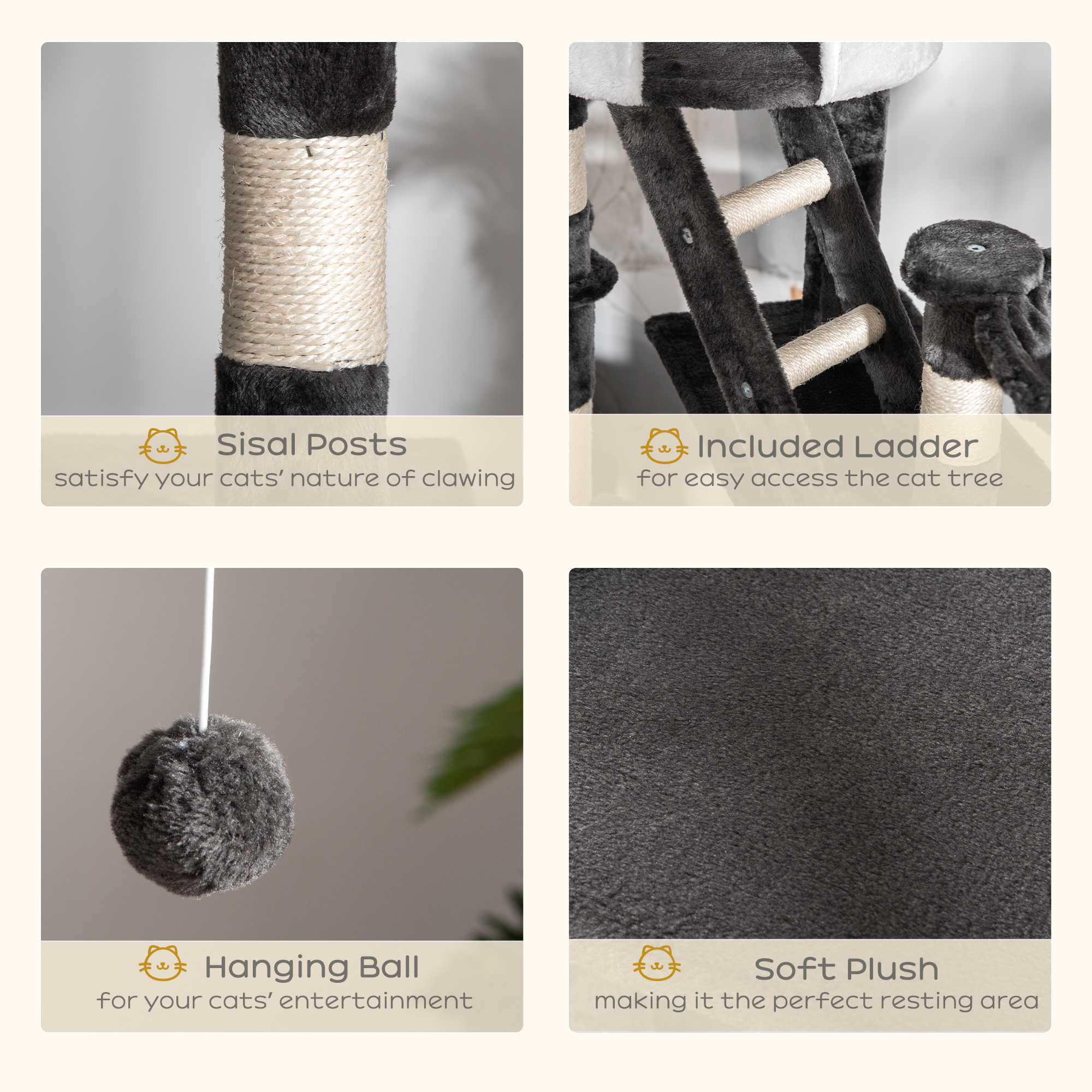 Floor-to-Ceiling Cat Tree For Indoor Cats,240-260cm