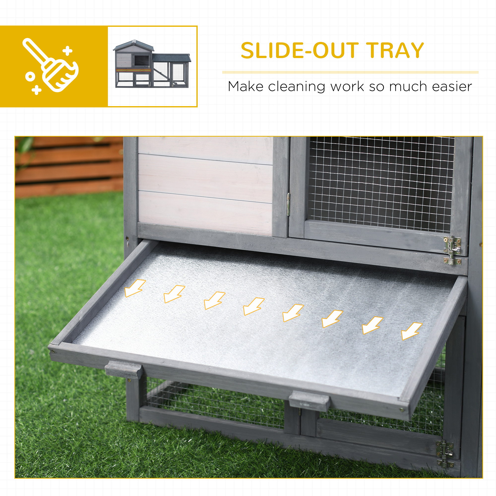 Wooden Rabbit Hutch Outdoor,Double Tier With Water-Resistant Roof,Ramp 147 X 54 — image 2