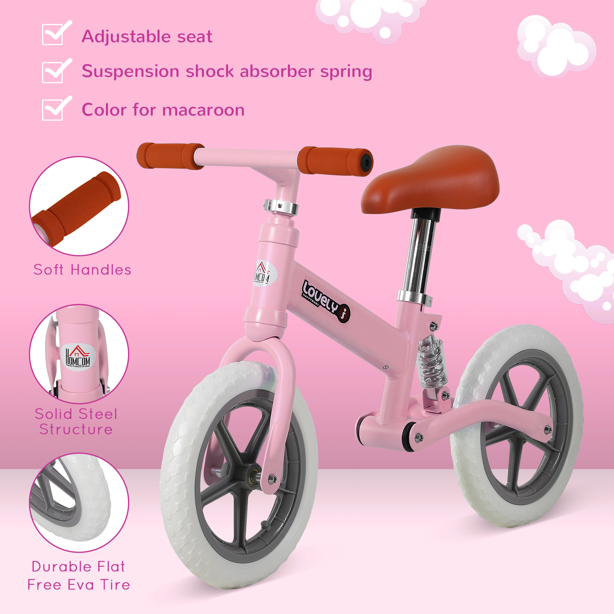 12" Kids Balance Bike No Pedal Bicycle EVA Tire Adjustable Seat Toddler — image 2