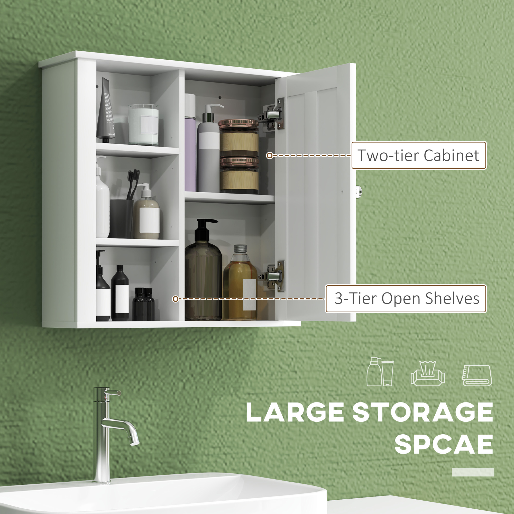 Clean And Simple Bathroom Storage Cabinet-White — image 5