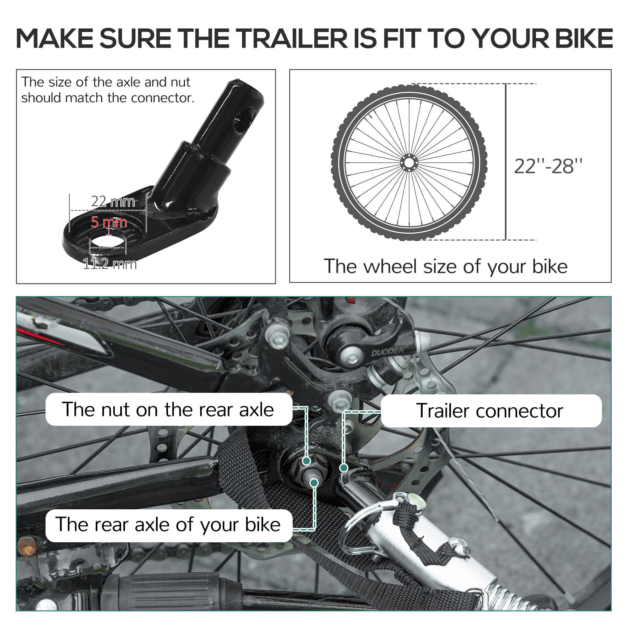Steel Bike Trailer With Triple Safety,Wagon Bicycle Suspension,2 Wheels Outdoor — image 2