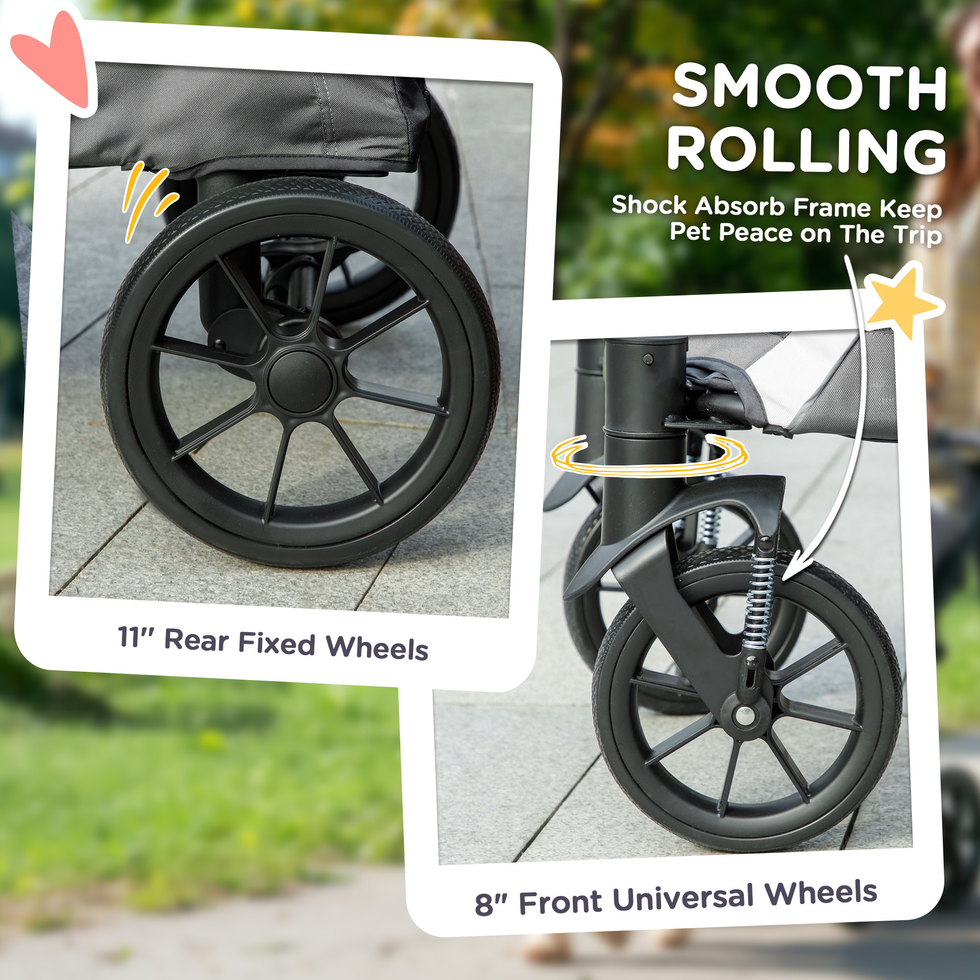 Foldable Pet Stroller For Large Dogs With 4 Big Wheels,Shock-Absorbing — image 4