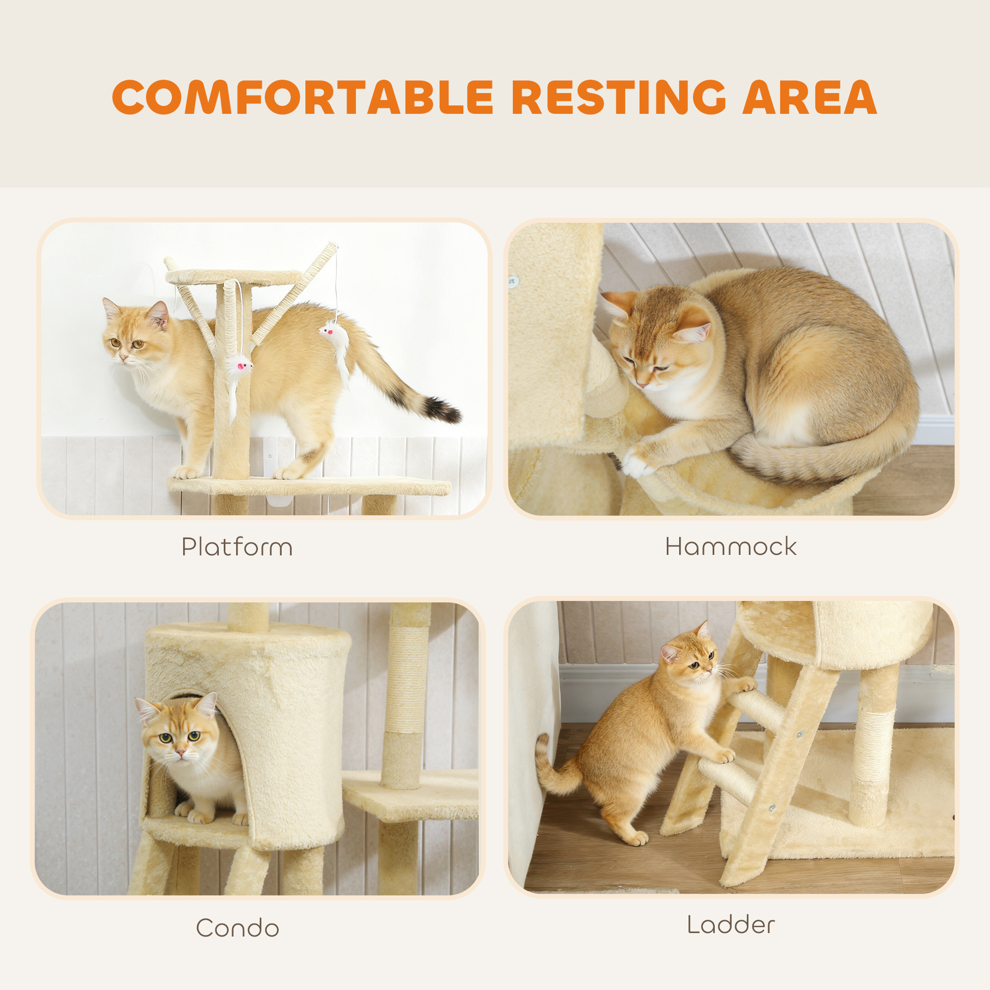 Multi-Level Cat Tower,134cm Tree With Condo And Sisal Scratching Posts — image 5