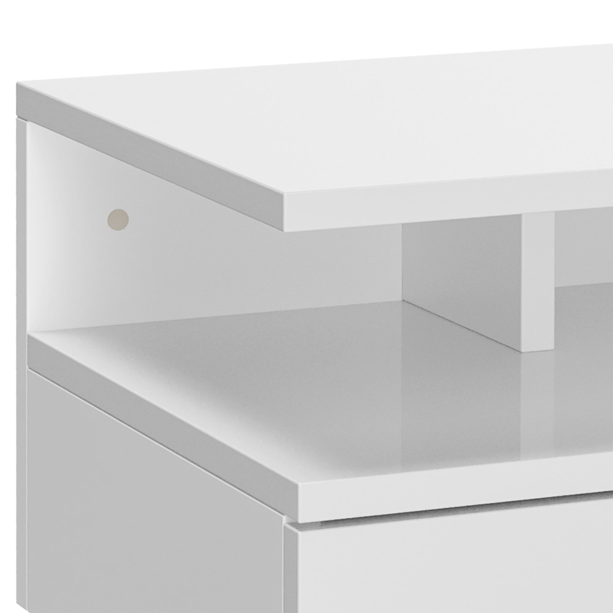 Set Of Two Floating High Gloss Bedside Tables-White