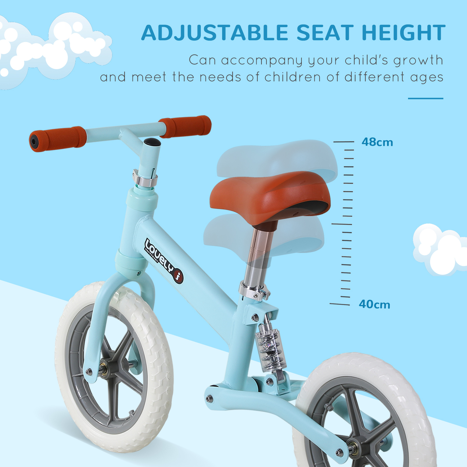 12" Kids Balance Bike No Pedal Bicycle EVA Tire Adjustable Seat Toddler — image 5