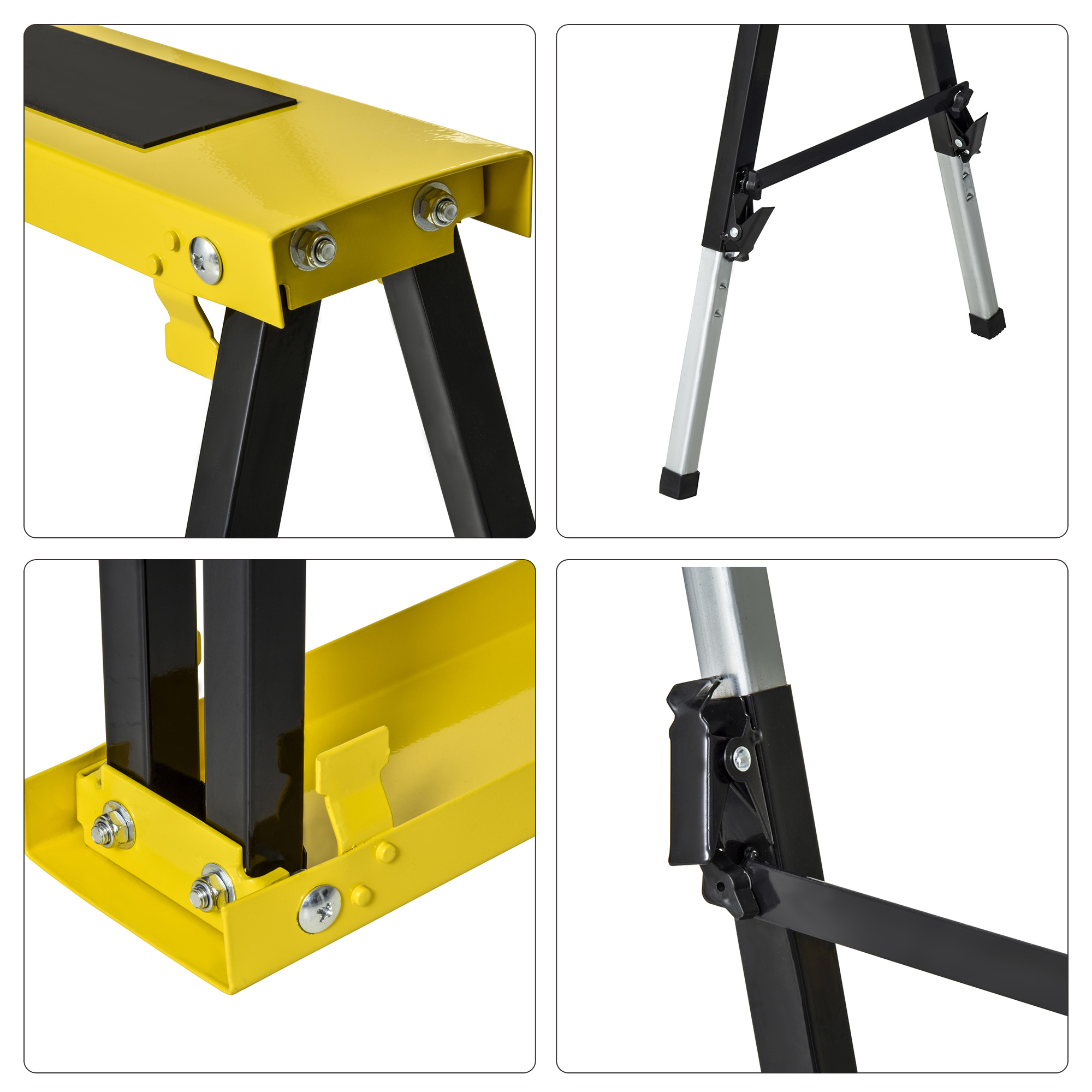 2PCS Saw Horse Twin Pack Folding Workbench Adjustable Metal Trestle Stands — image 4