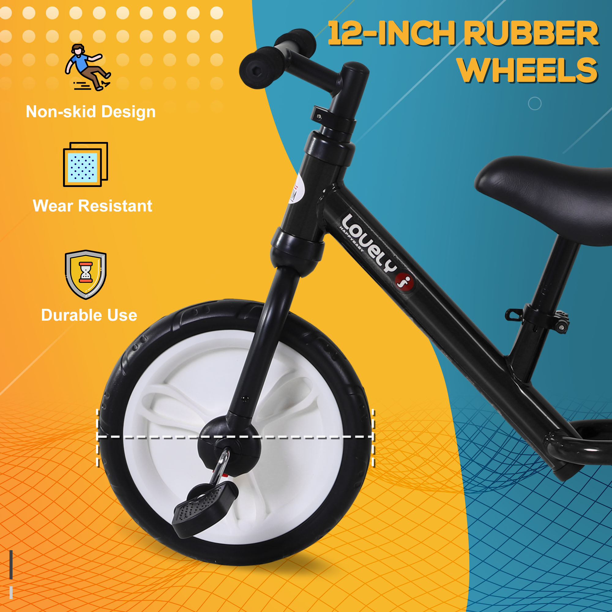 11 Inch Kids Balance Bike Training Pedal Bicycle W/ Removable Stabilizers EVA — image 4