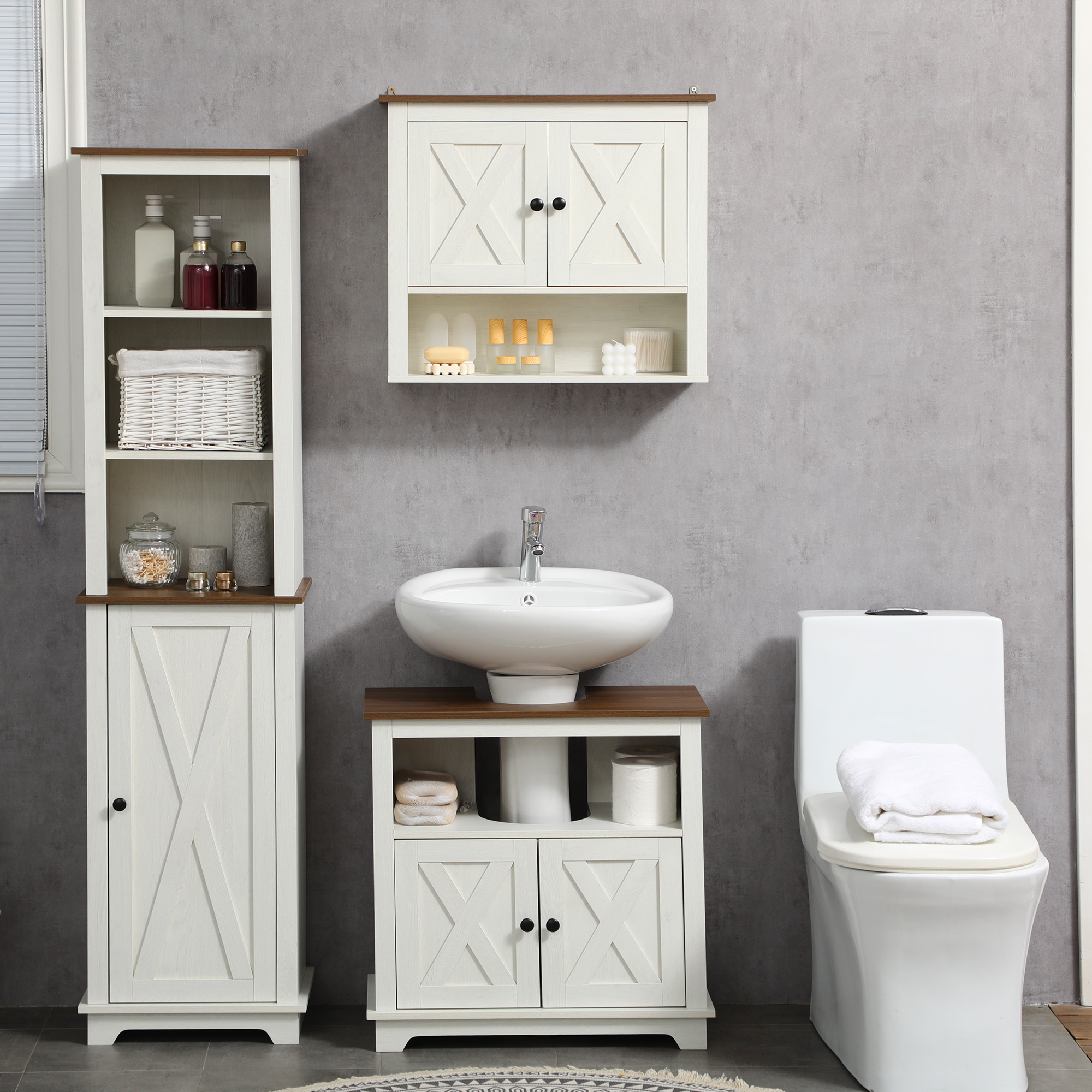 Under Sink Cabinet Bathroom Vanity Unit With Double Doors And Storage — image 5