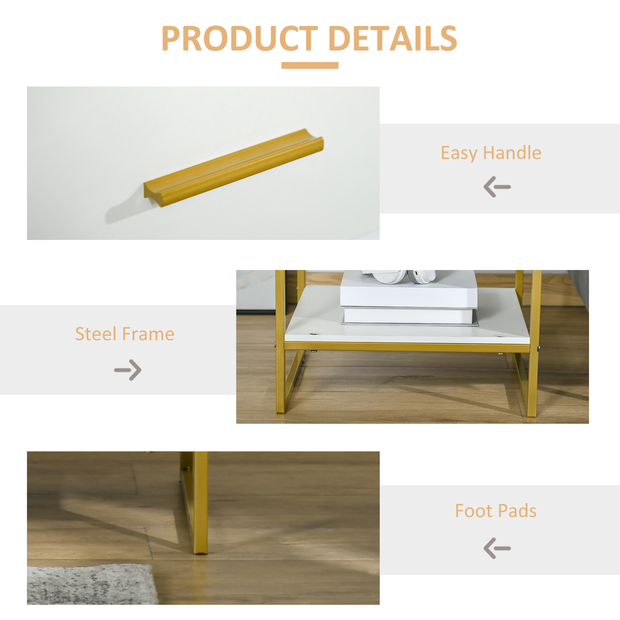 Modern Bedside Table-White — image 3
