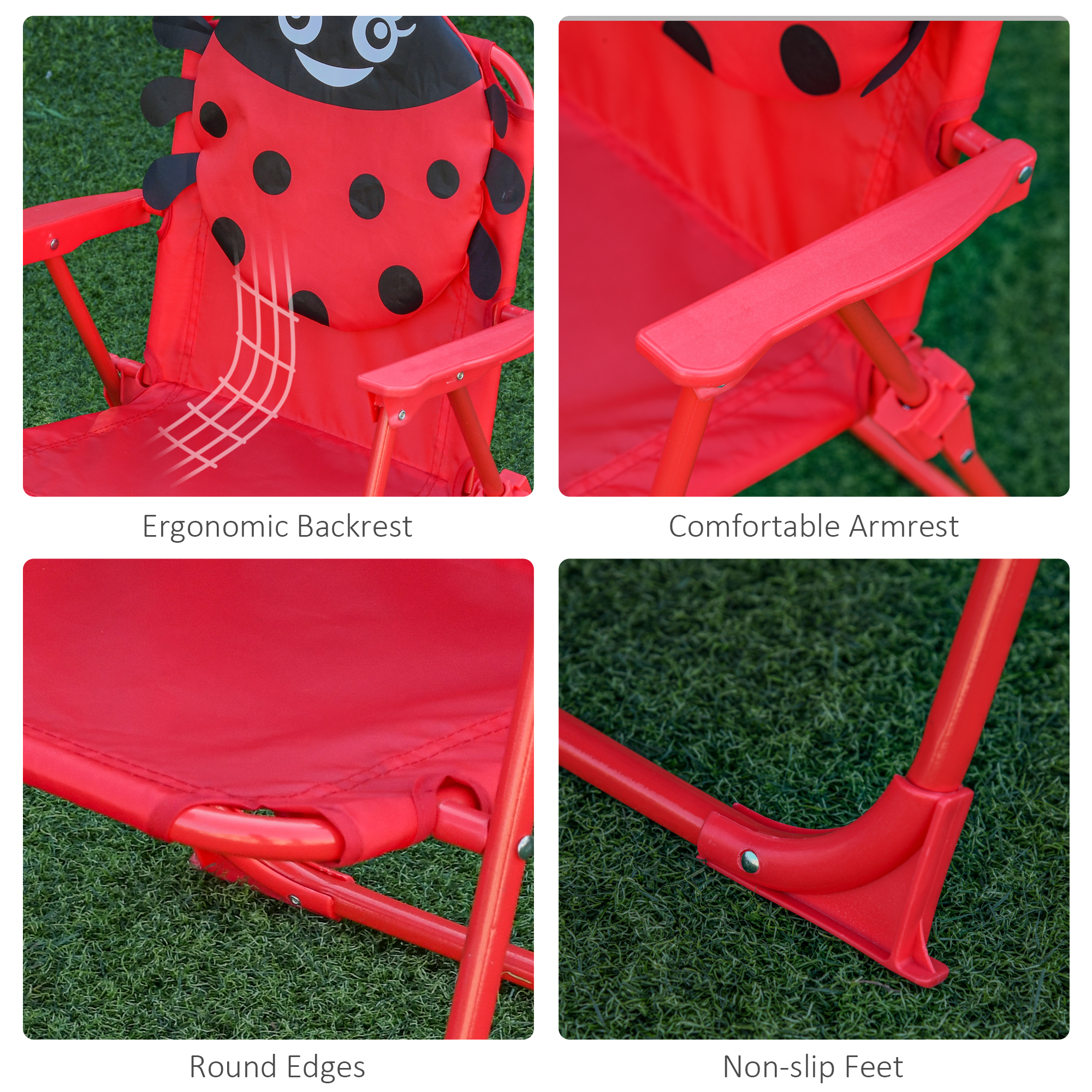 Kids Folding Picnic Table Chair Set W/ Parasol,Red — image 5