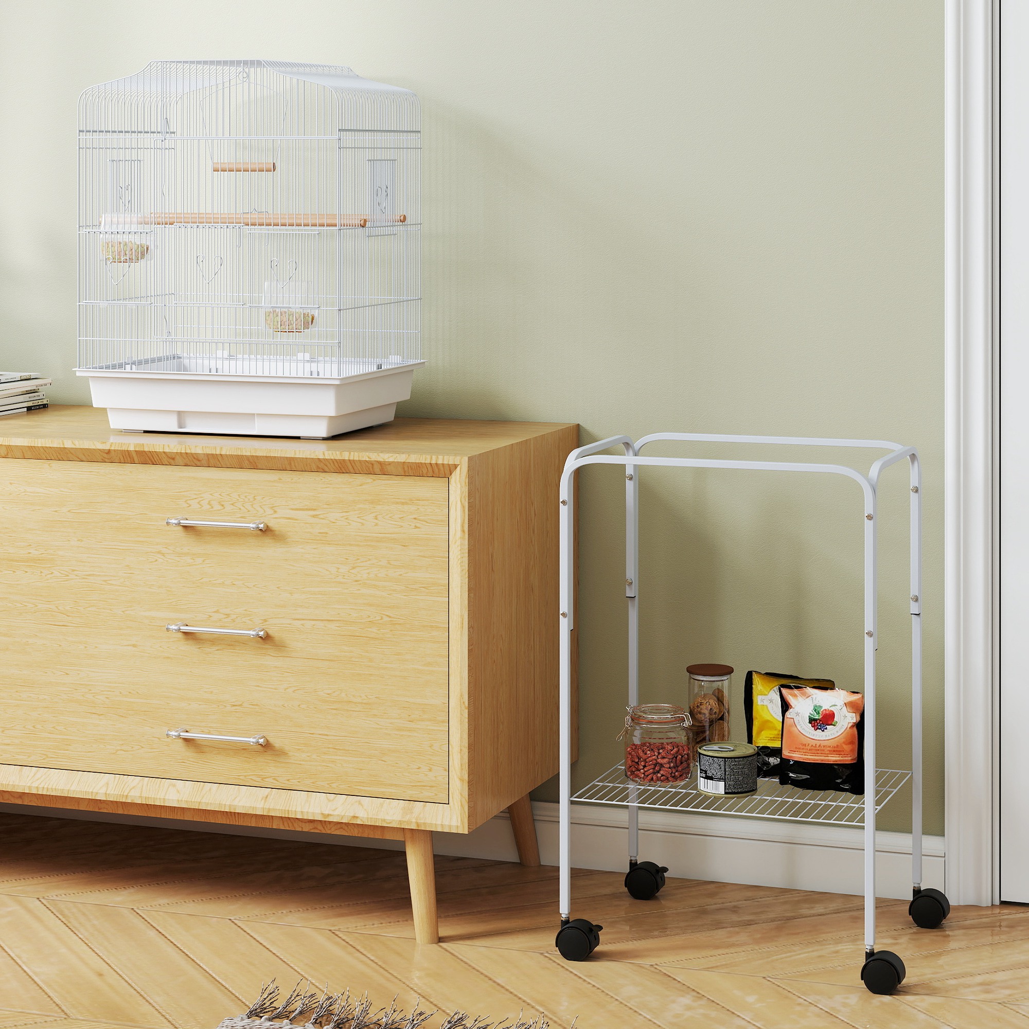 Bird Cage Budgie Cages For Finch Canary Parakeet With Stand Wheels Slide-out — image 3