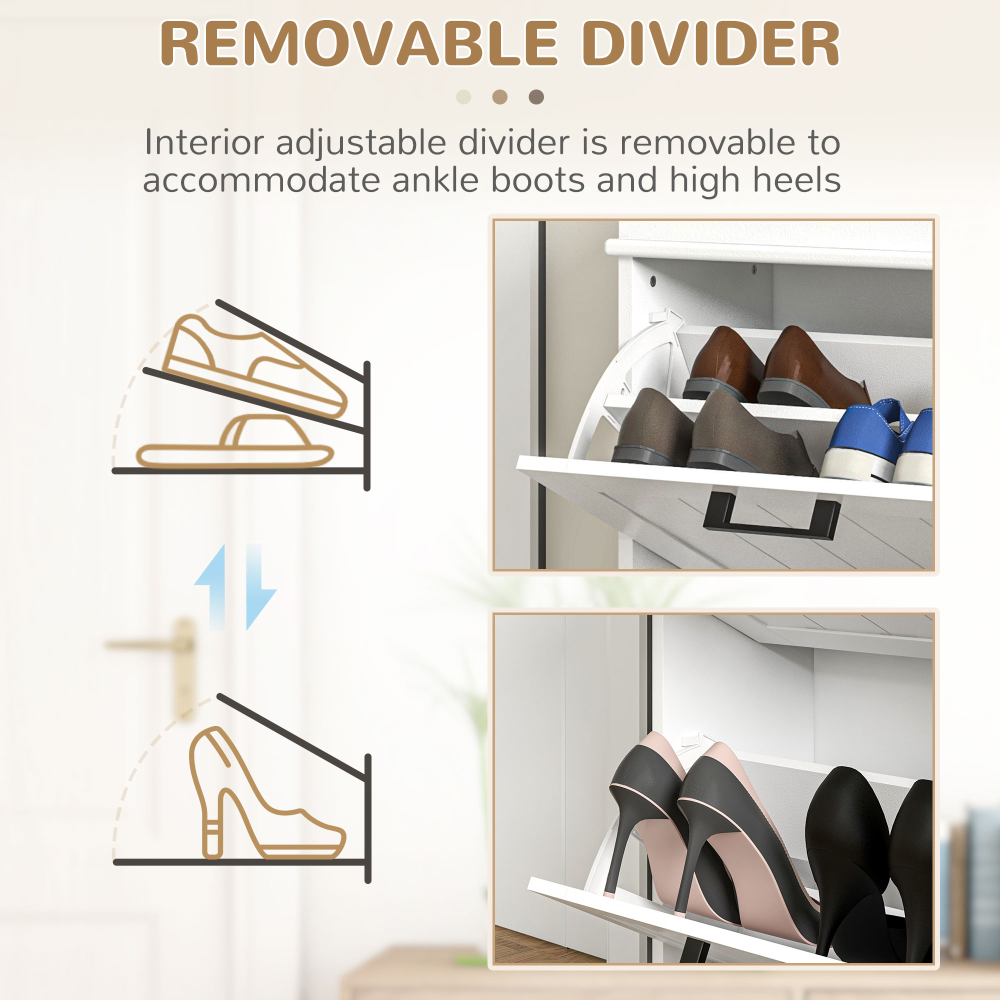 Two-Drawer Minimalistic 10-Shoe Cabinet-White — image 2