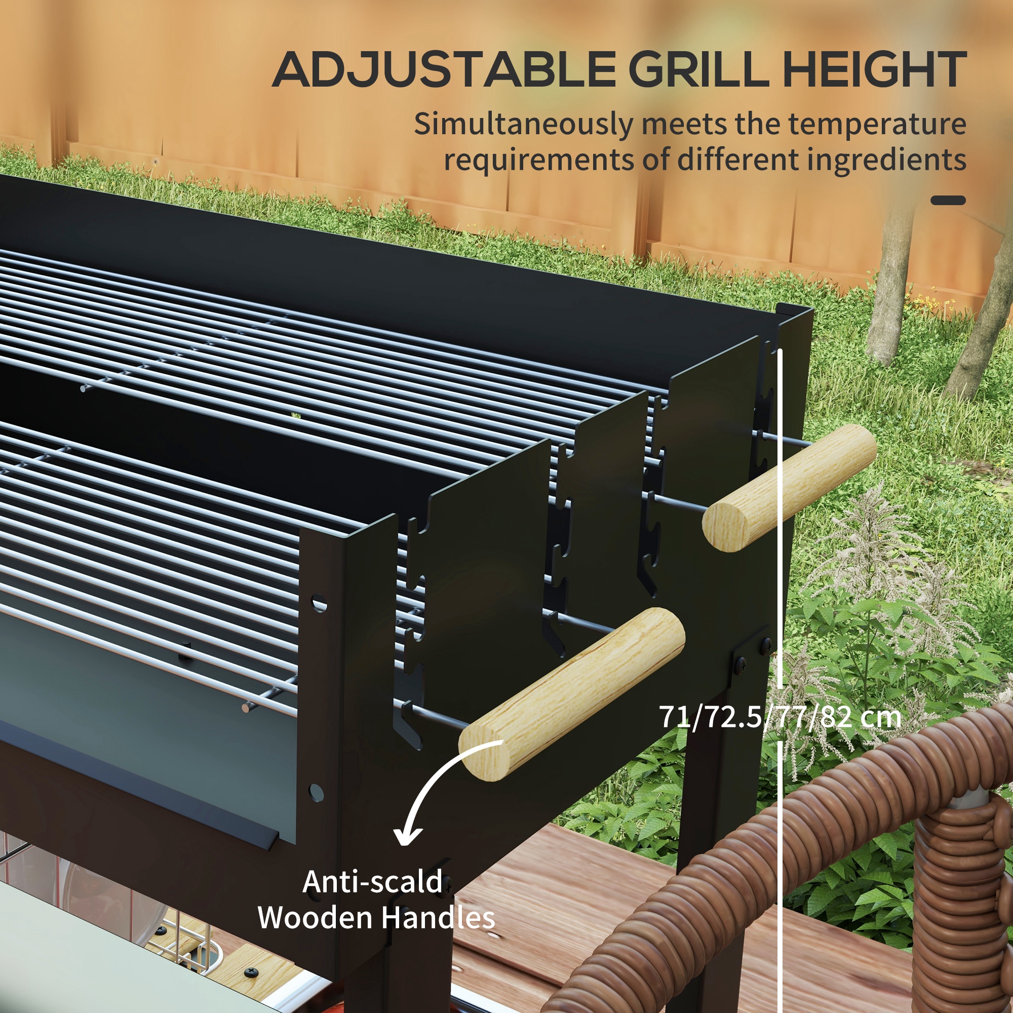 CharcoalÂ BBQÂ Grill,BarbecueÂ Trolley With Double Adjustable Grill,Side — image 5