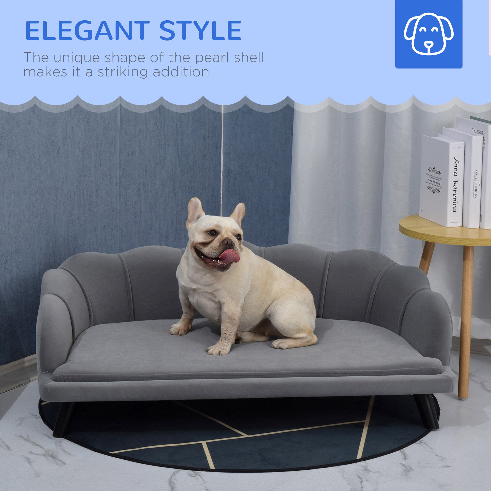 Dog Sofa,Pet Couch Bed For Medium,Large Dogs,with Legs,Cushion-Grey — image 4