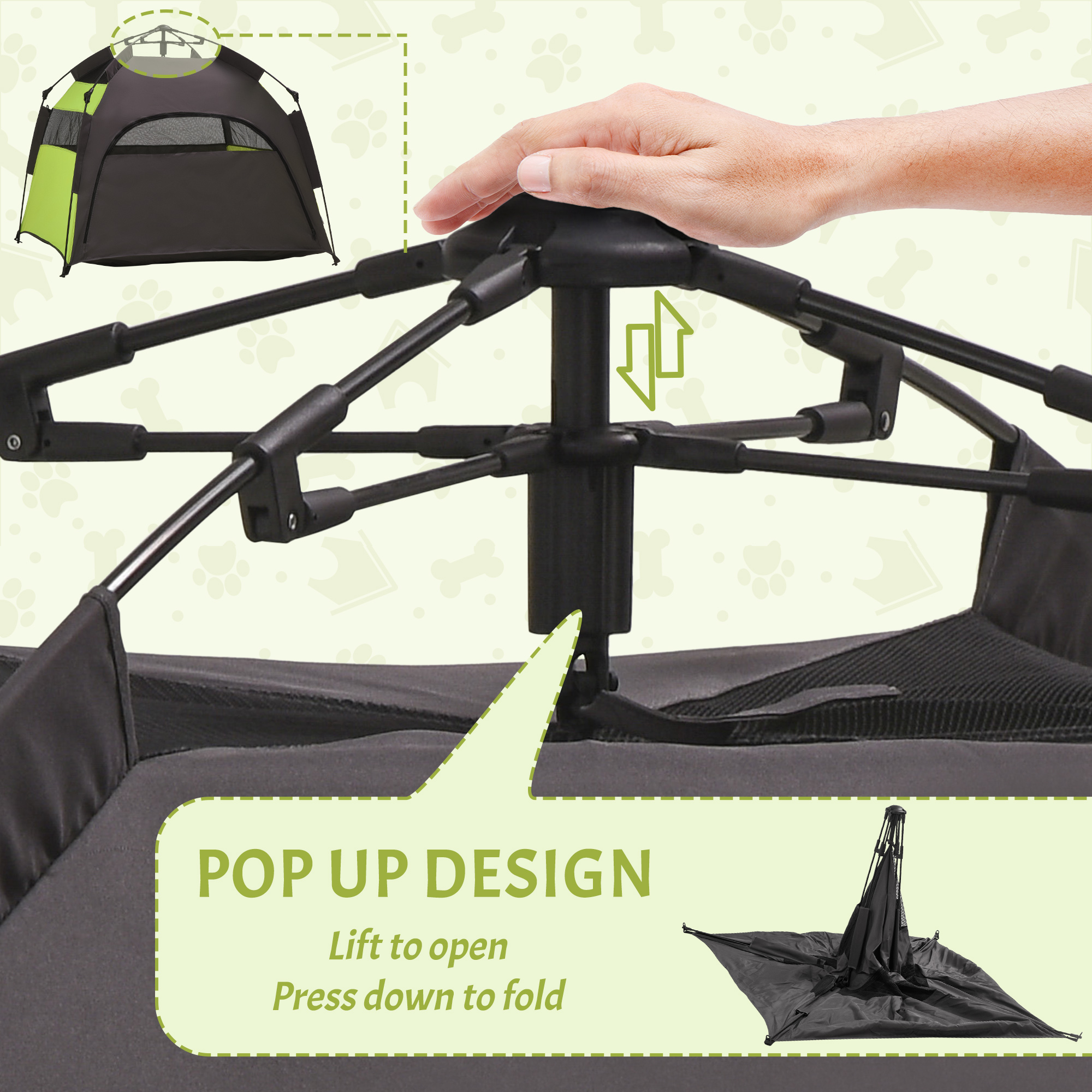 Foldable Dog Cat Tent With Water-Resistant Oxford,Carry Bag For Extra Large