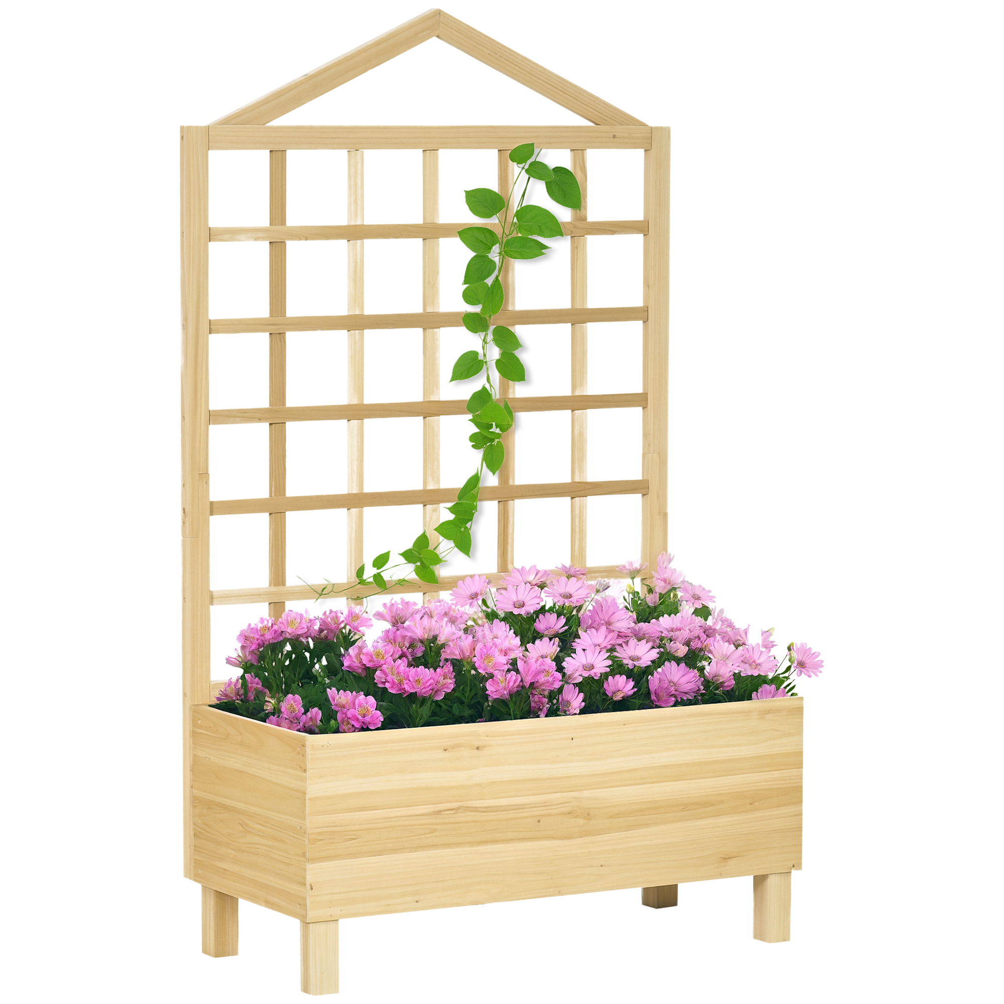 Garden Planters With Trellis For Vine Climbing,Distressed Wooden Raised — image 2