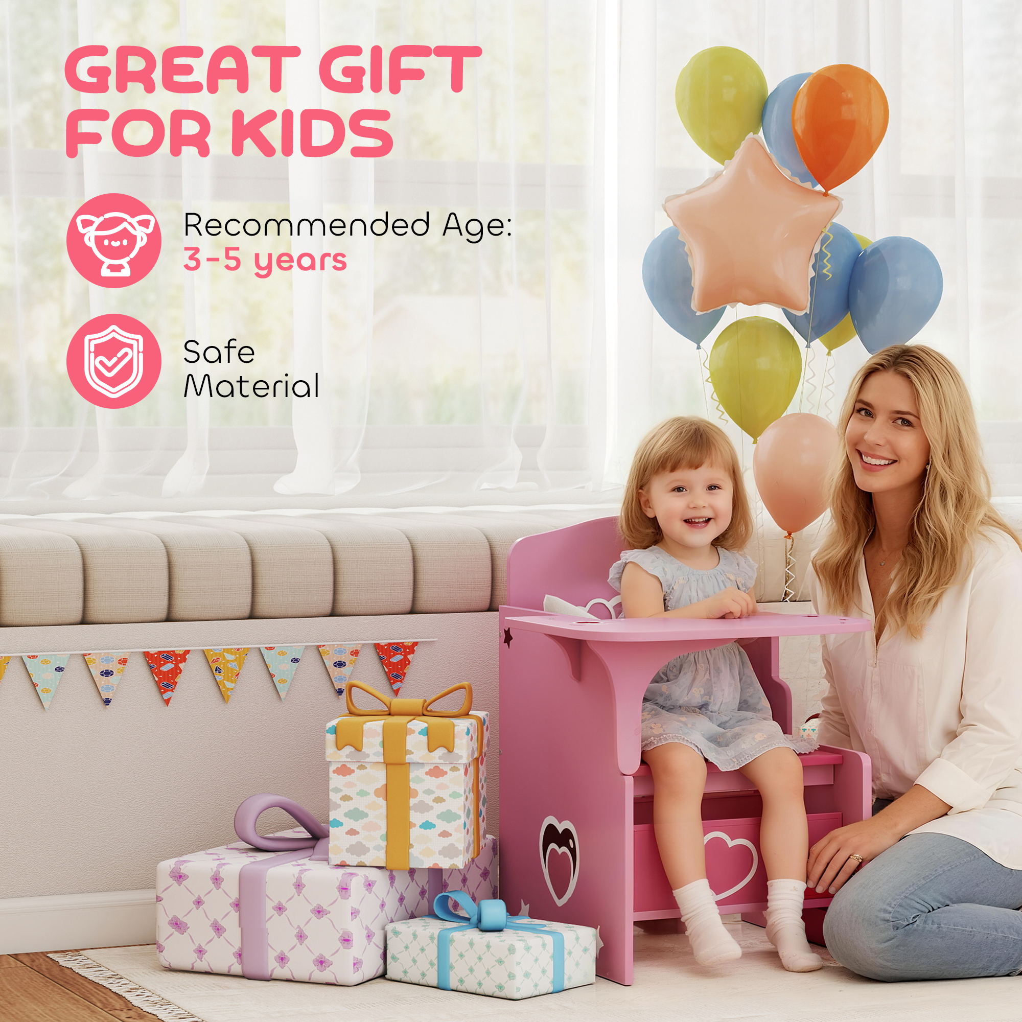 Kids Table And Chair Set,Children Desk With Storage Bins — image 4