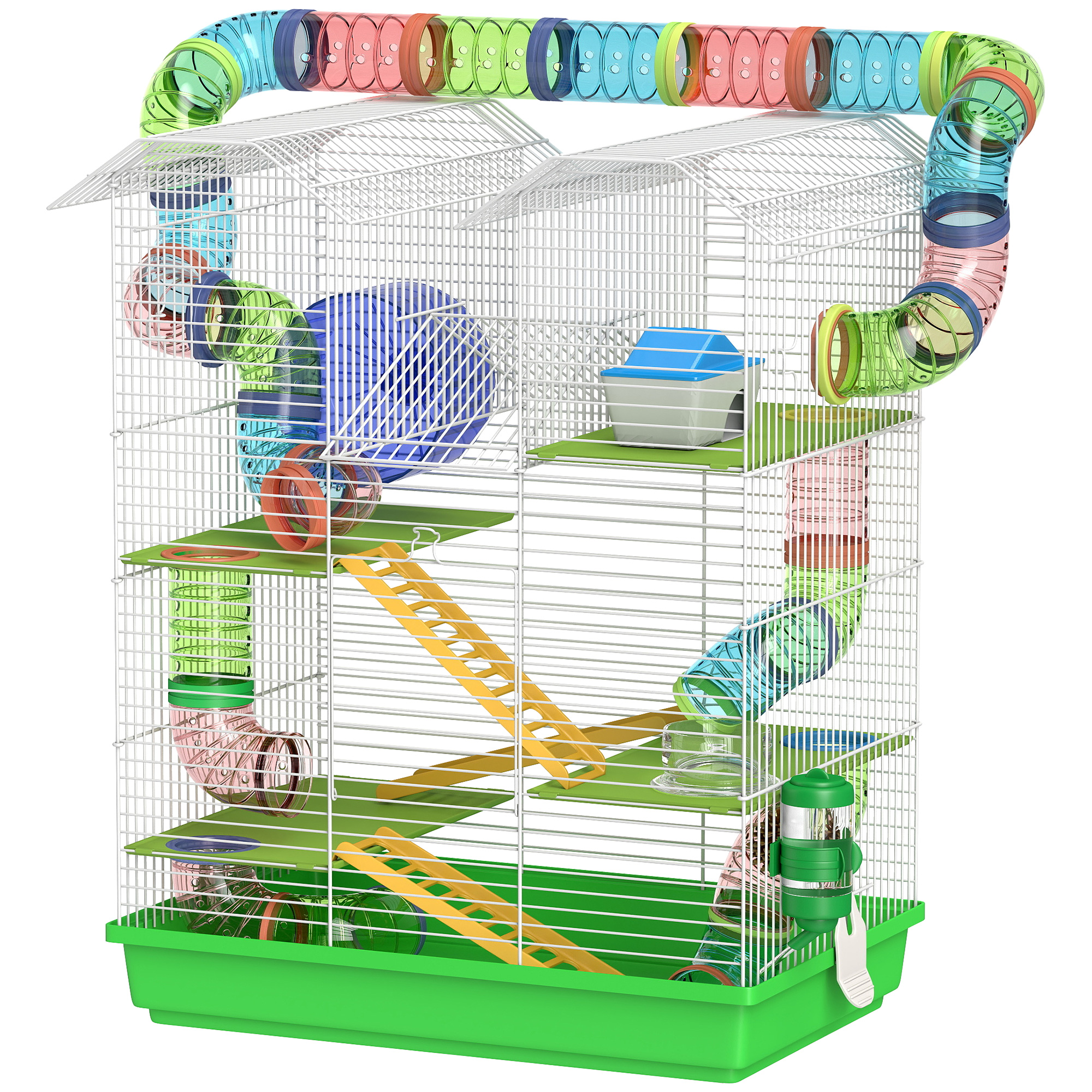 Hamster Cage,5 Tier Carrier Habitat With Exercise Wheels Tunnel Tube Water — image 3