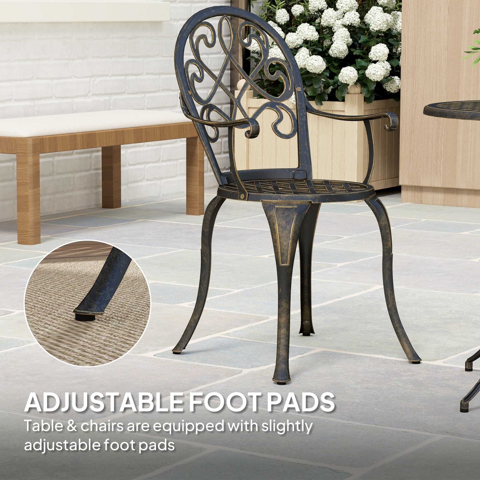 Three-Piece Elegant Aluminium Garden Set-Bronze Tone — image 2