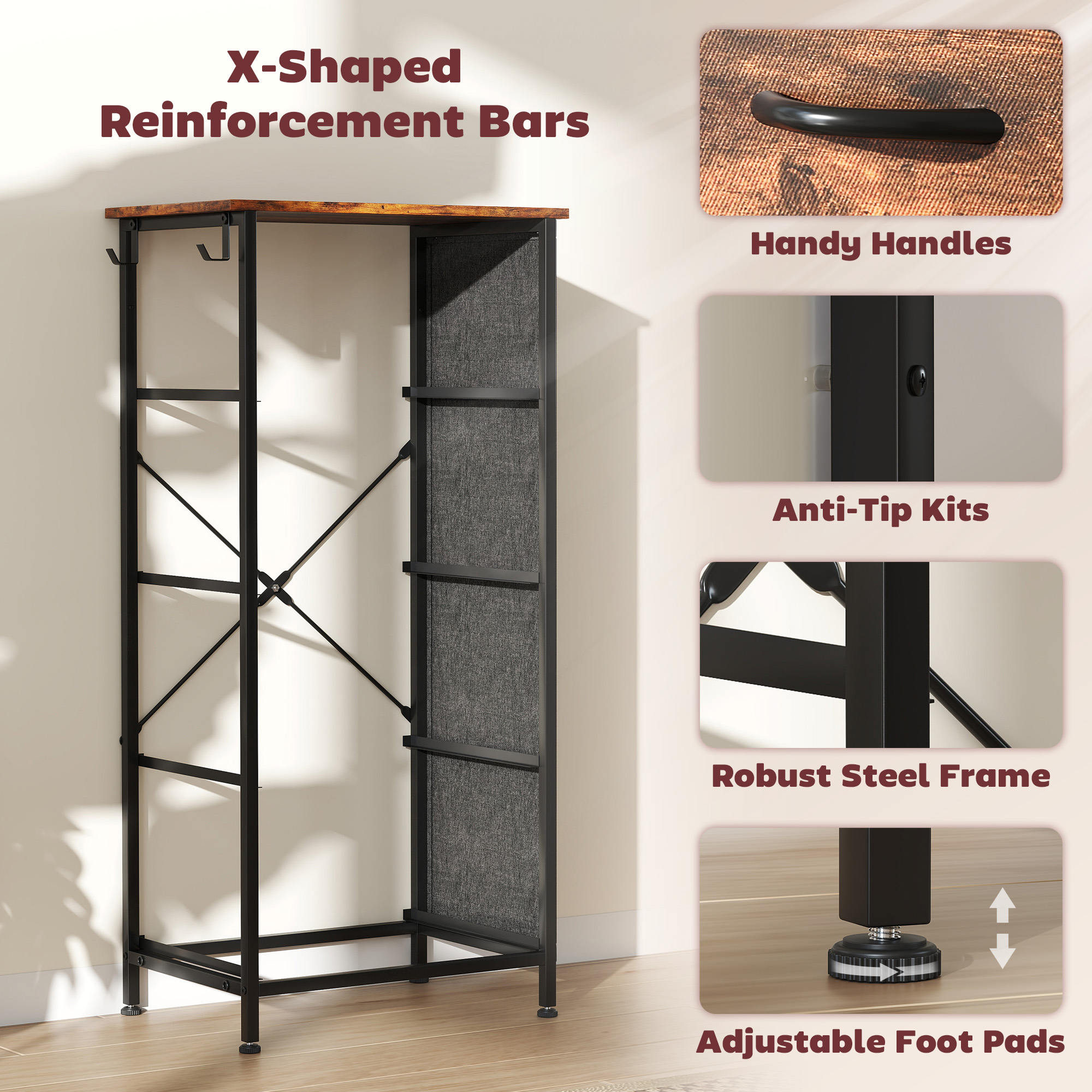 Chest Of Four Fabric Drawers-Rustic Brown — image 2