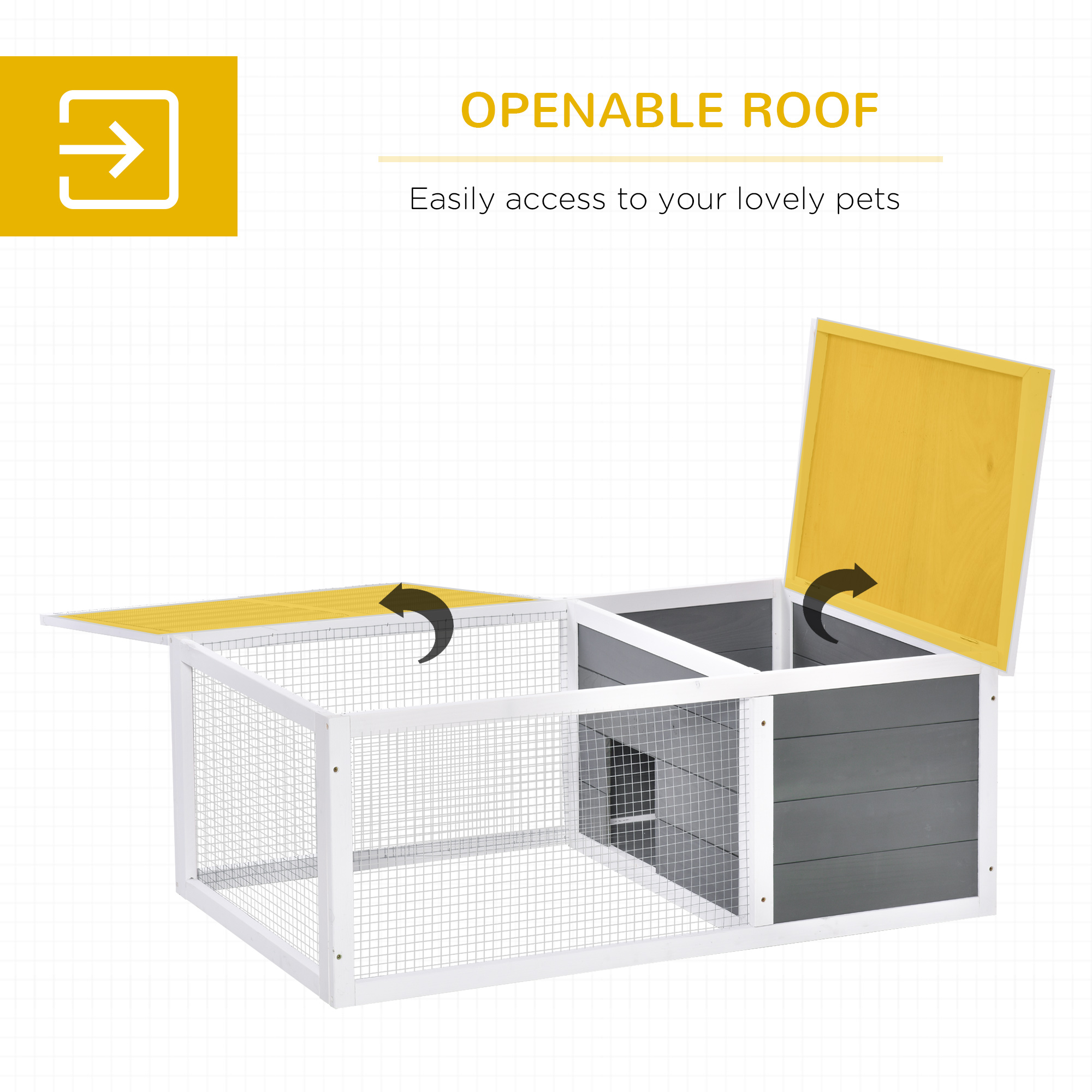 Rabbit Hutch Guinea Pig Wooden Small Animal Cage Run Duck House With Openable — image 4