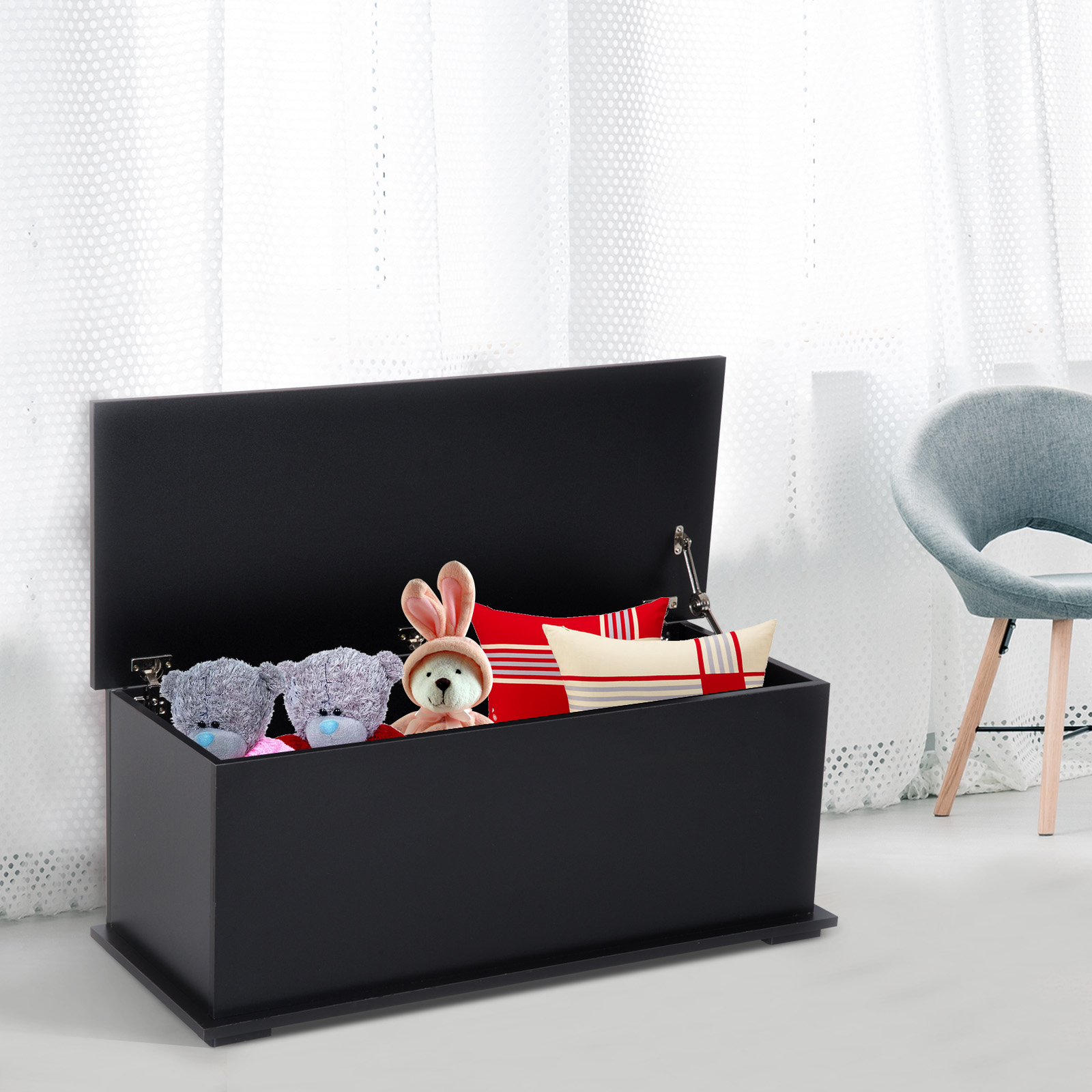 113L Storage Chest,Storage Box With Flip-Top Lid And 2 Safety Hinges,Storage — image 4