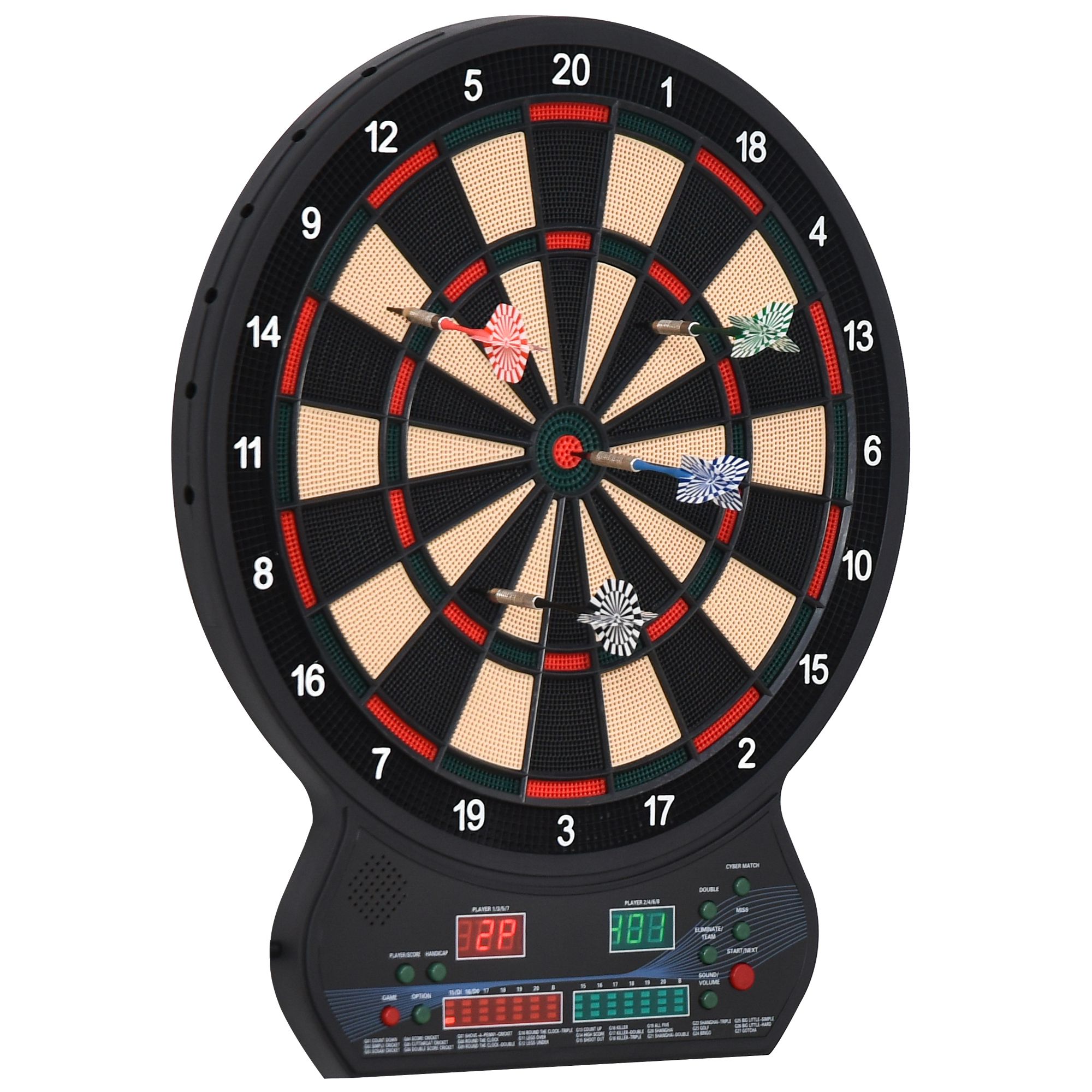 Electronic Hanging Dartboard LED Digital Score Set 27 Games And 202 Variations